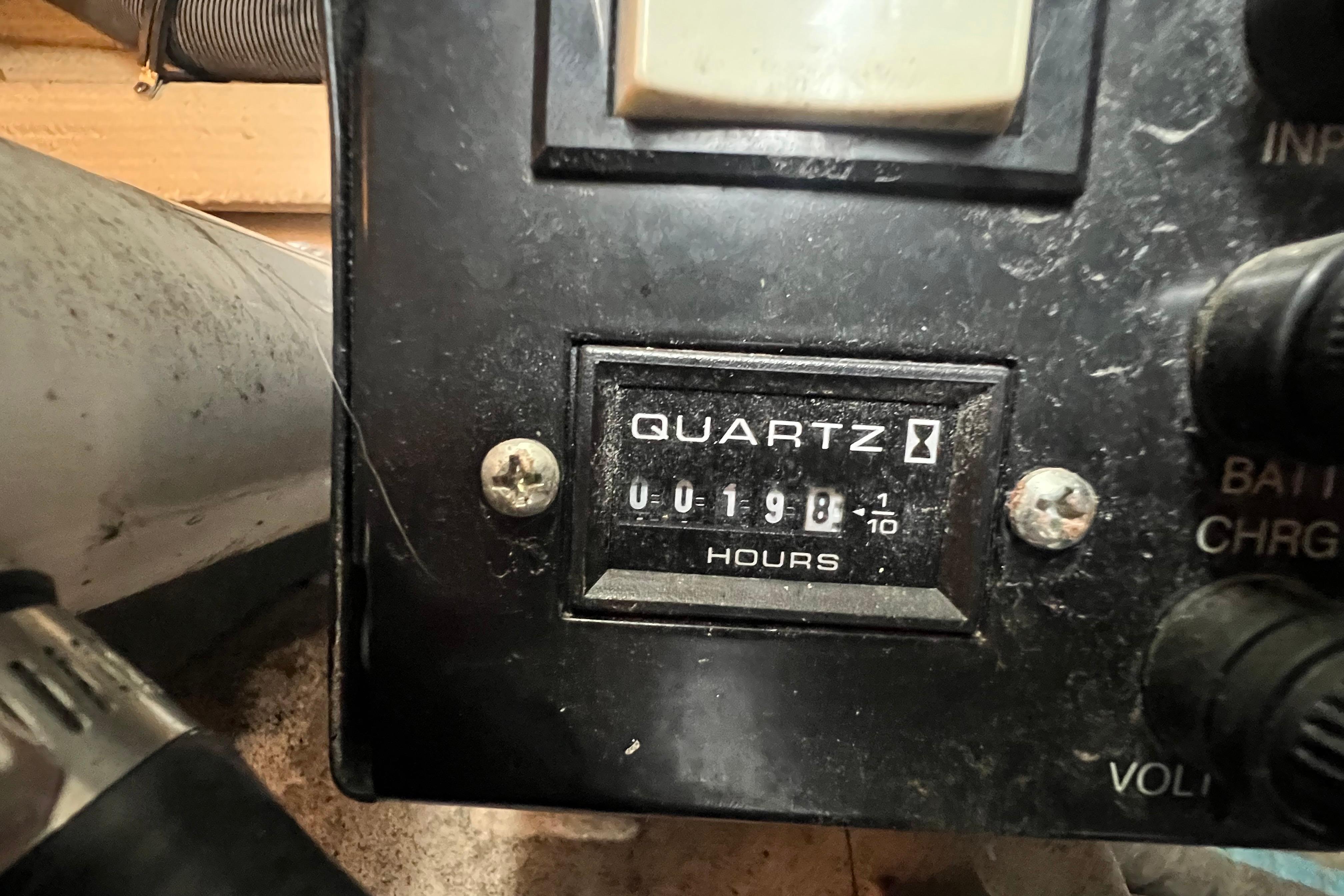 Hour meter reading 198.1 hours on a 2008 Crownline 340 CR boat.