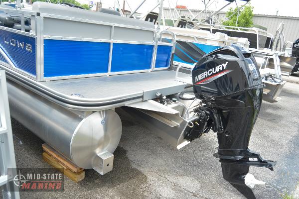 2024 Lowe Ultra 200 Cruise pontoon boat with Mercury outboard motor.