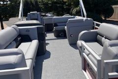 2026 Sun Tracker SportFish 22 DLX pontoon boat with spacious seating and modern design.