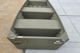 2026 Tracker Grizzly 10 Jon boat, olive green, on concrete surface.