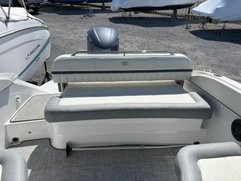 2020 Cobalt SC23 boat with cushioned outdoor seating.