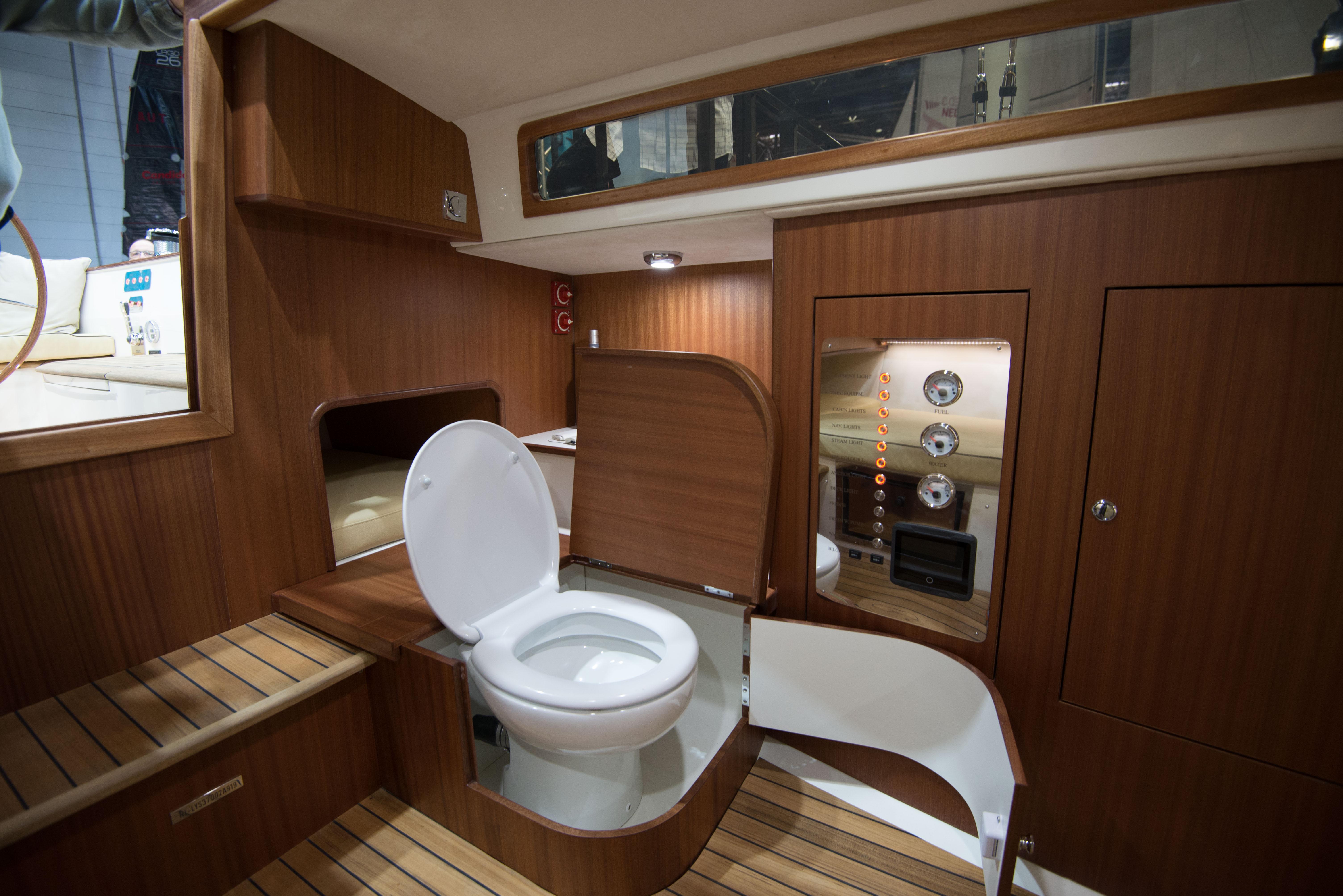 2024 Leonardo Yachts Eagle 38 interior with wooden finish and modern amenities.