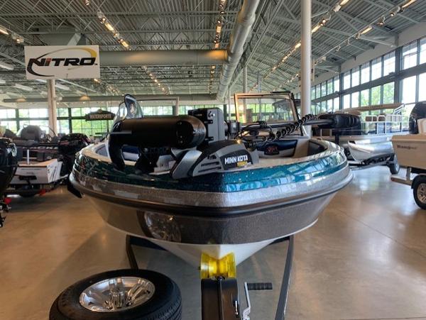 2024 Ranger 1850MS boat with Minn Kota motor in showroom.