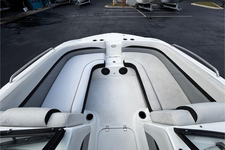 2022 Hurricane SunDeck 217 OB boat interior with spacious seating and sleek design.