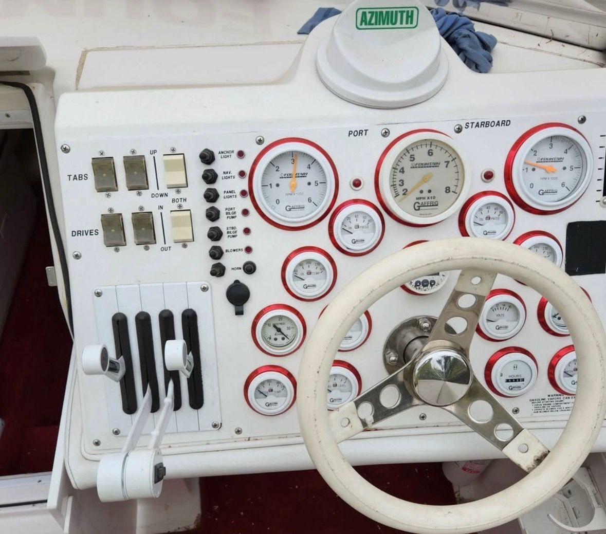 Control panel of a 2000 Fountain Fever boat.