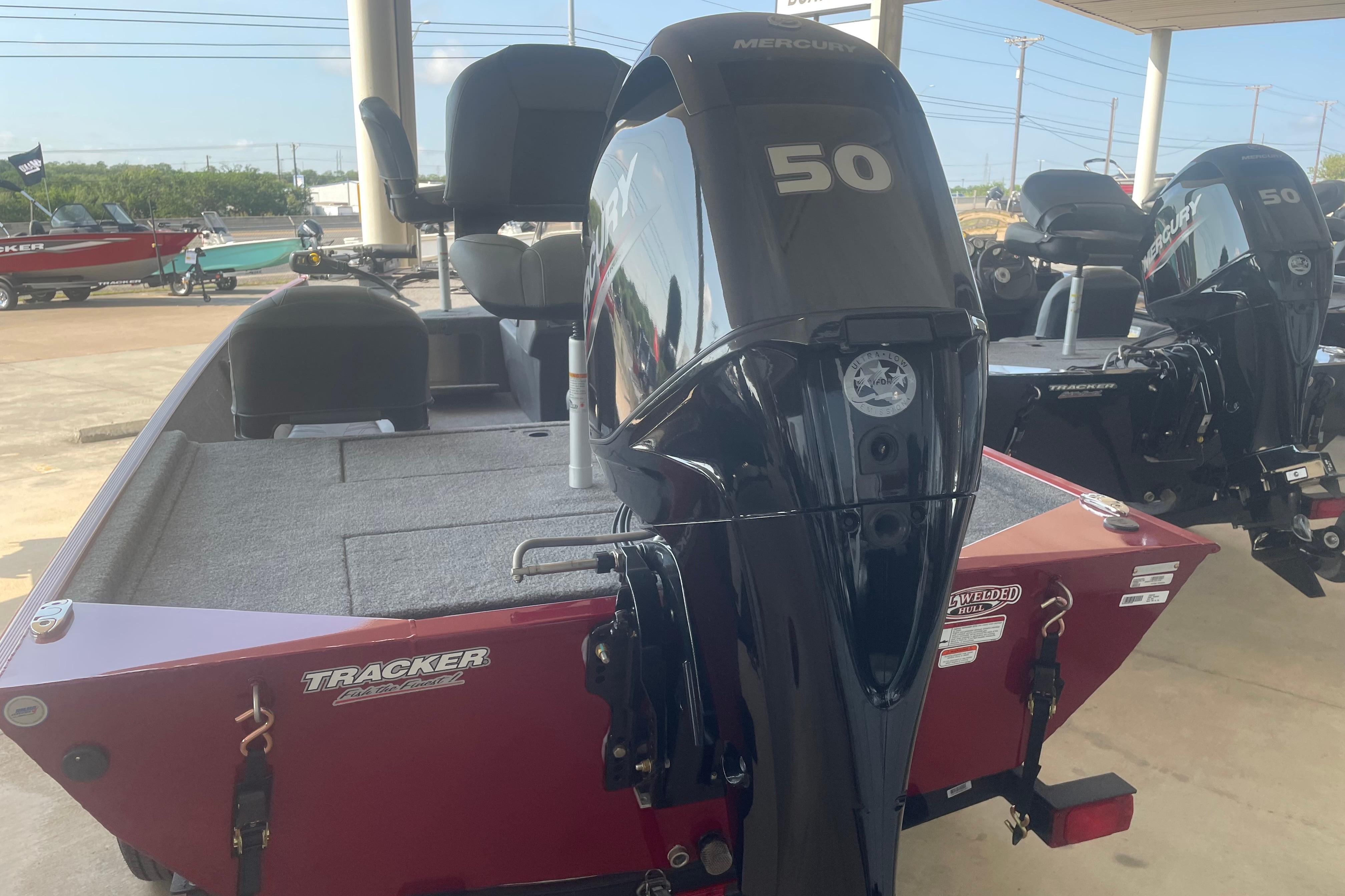 2026 Tracker Bass Tracker Classic XL boat with Mercury 50 engine, displayed outdoors.