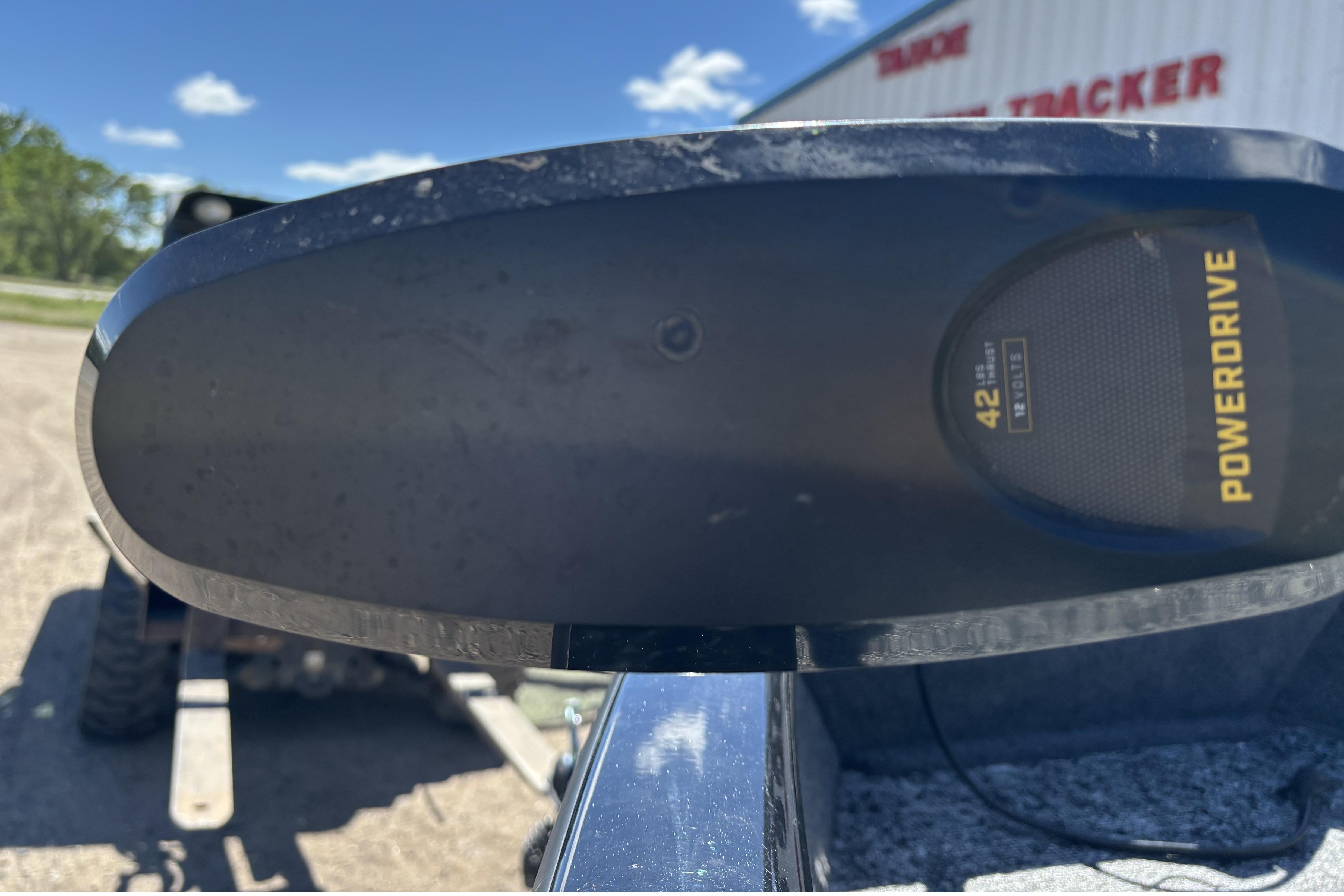 Close-up of a PowerDrive motor on a 2026 Tracker Pro Guide V-16 WT boat.