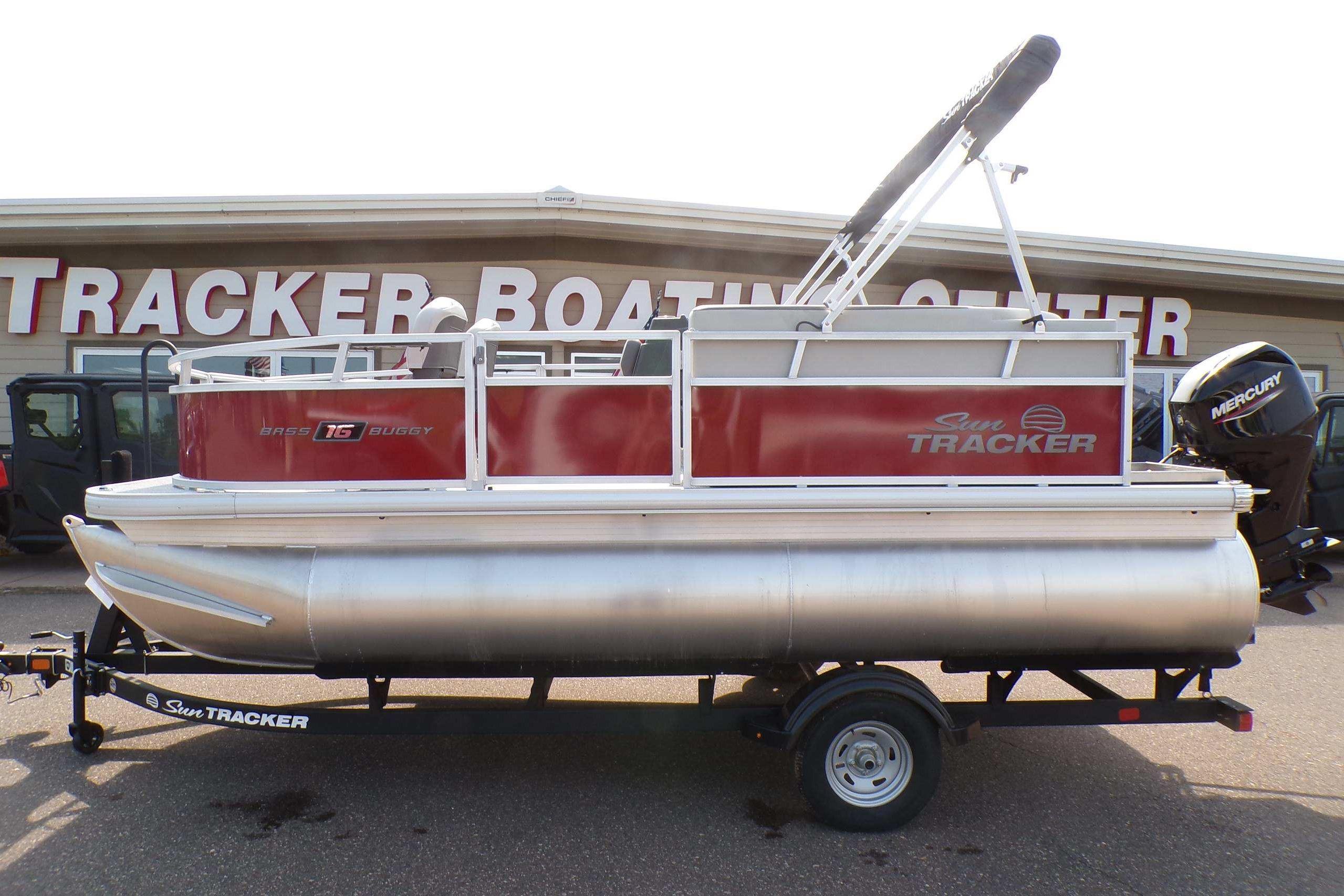 2026 Sun Tracker Bass Buggy 16 XL Select pontoon boat at dealership.