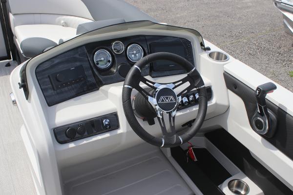 2025 Avalon LSZ Versatile Rear Lounger dashboard with steering wheel and control panel.