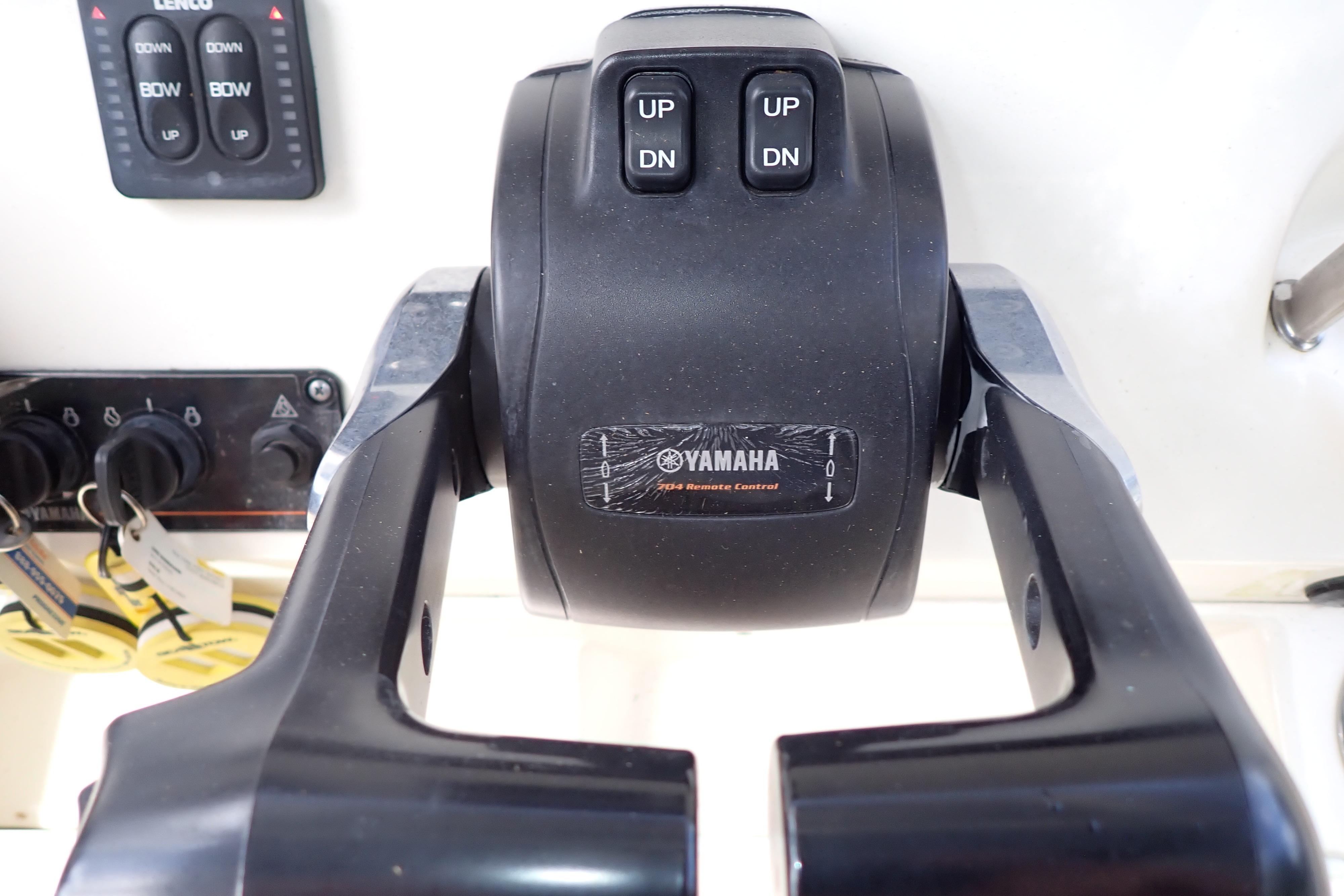 Yamaha throttle control on 2019 Key West 263 FS boat dashboard.