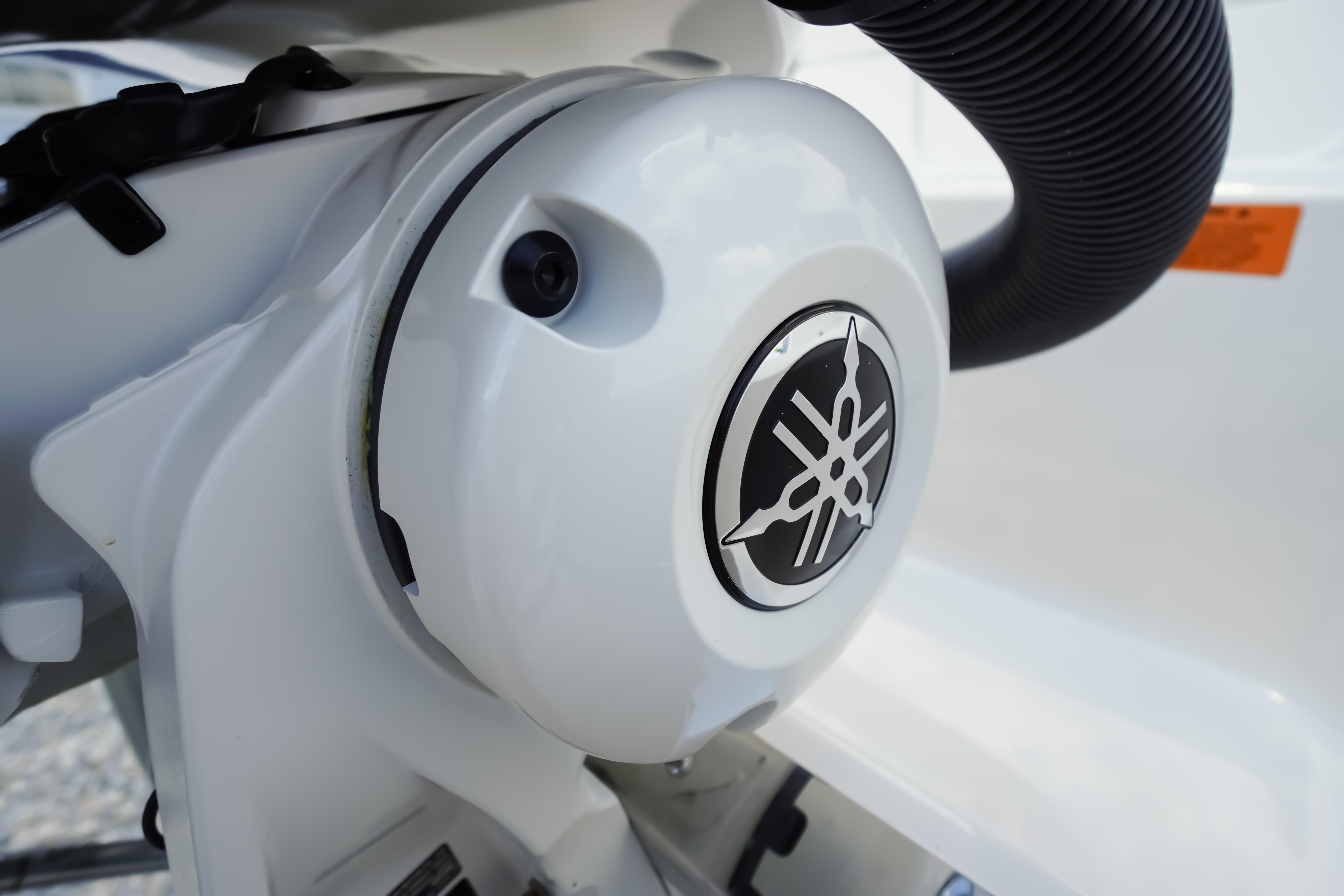Close-up of a Yamaha engine component on a 2026 Chaparral SSX 4 boat.