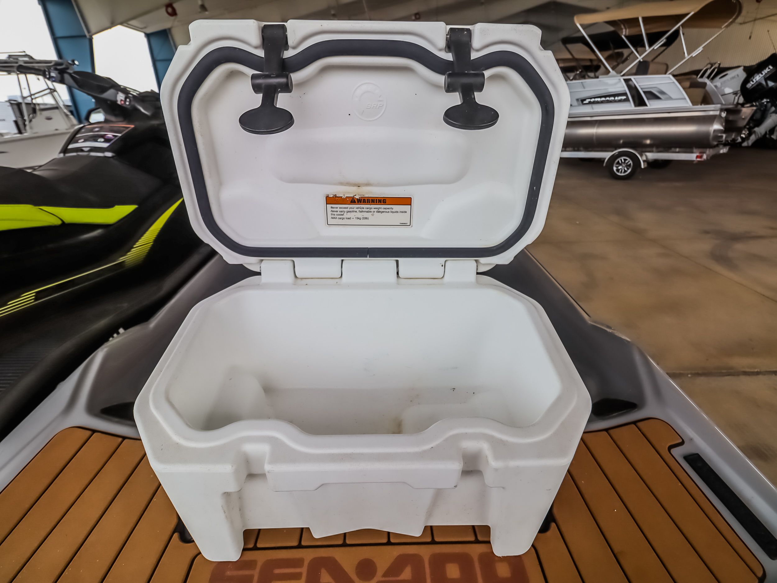 Open cooler on a 2018 Sea-Doo GTX300 jet ski.
