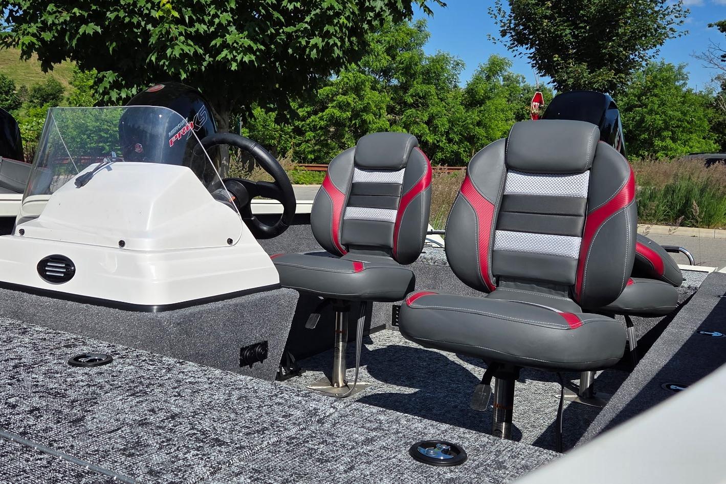2026 Ranger VS1665SC boat interior with stylish seating and steering console.