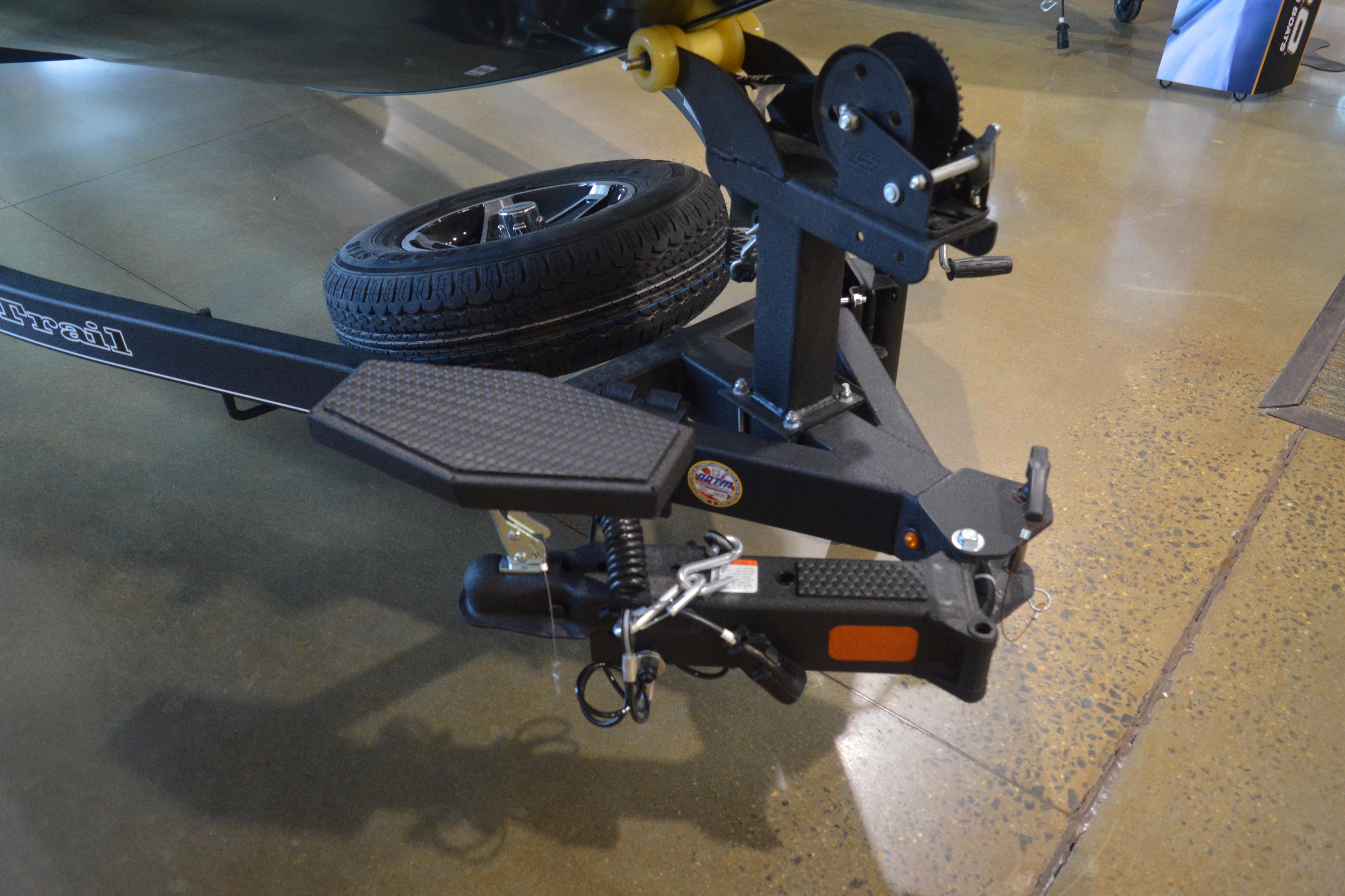 Trailer hitch and spare tire of 2026 Ranger RT188P boat.