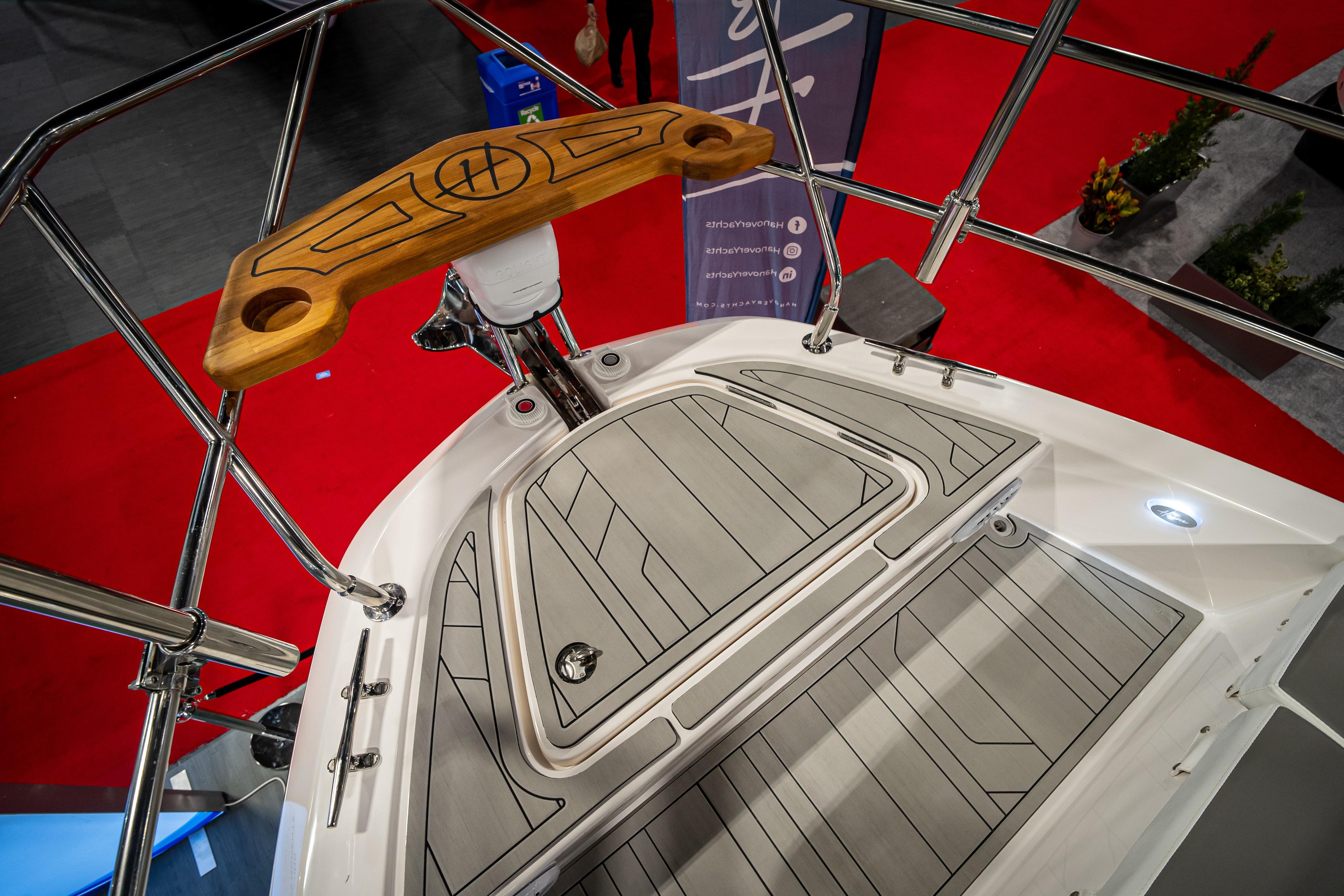 2026 Hanover 347 boat deck with sleek design and modern features.