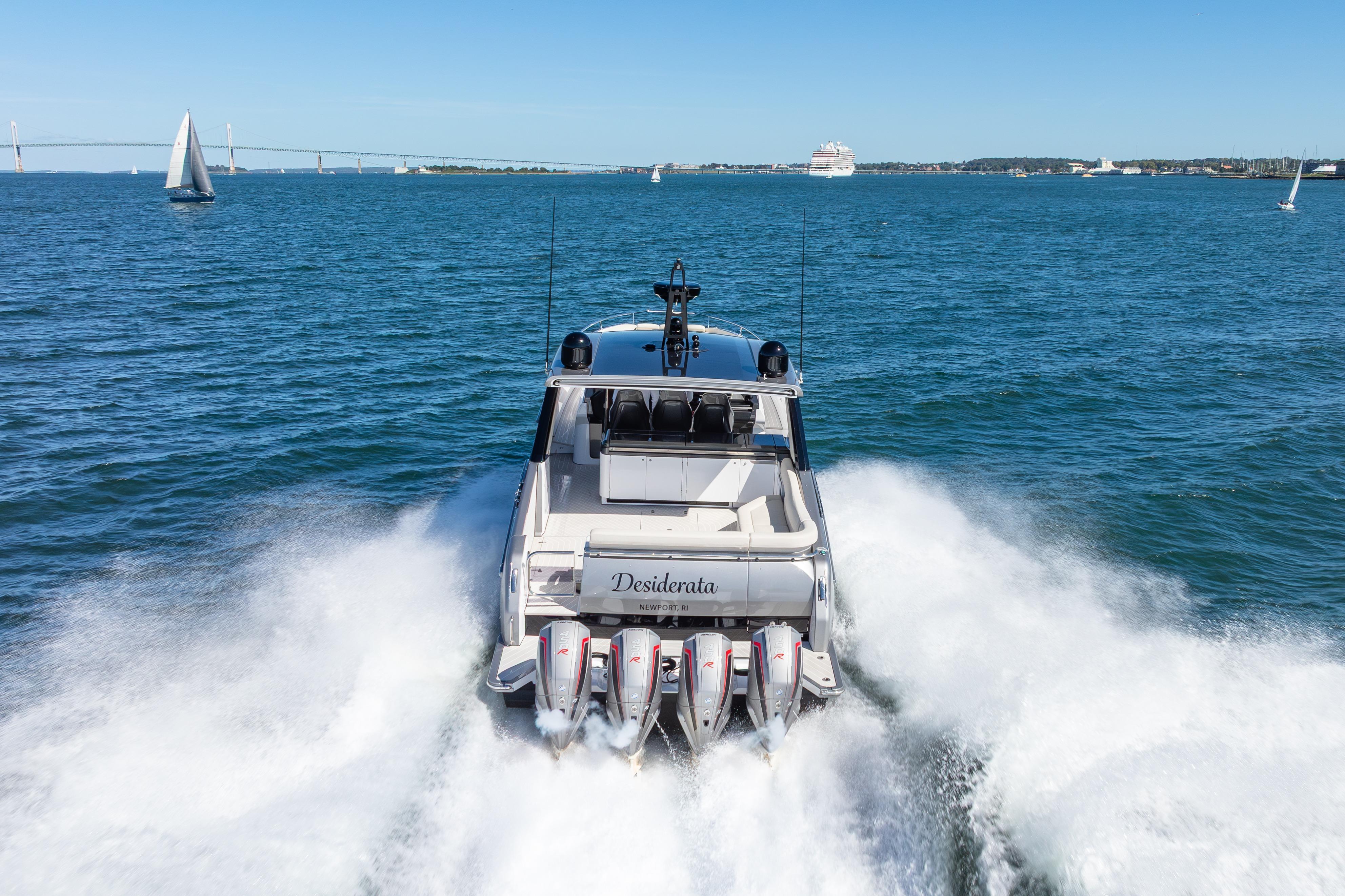 2023 Azimut Verve 47 yacht cruising on open water with powerful engines.