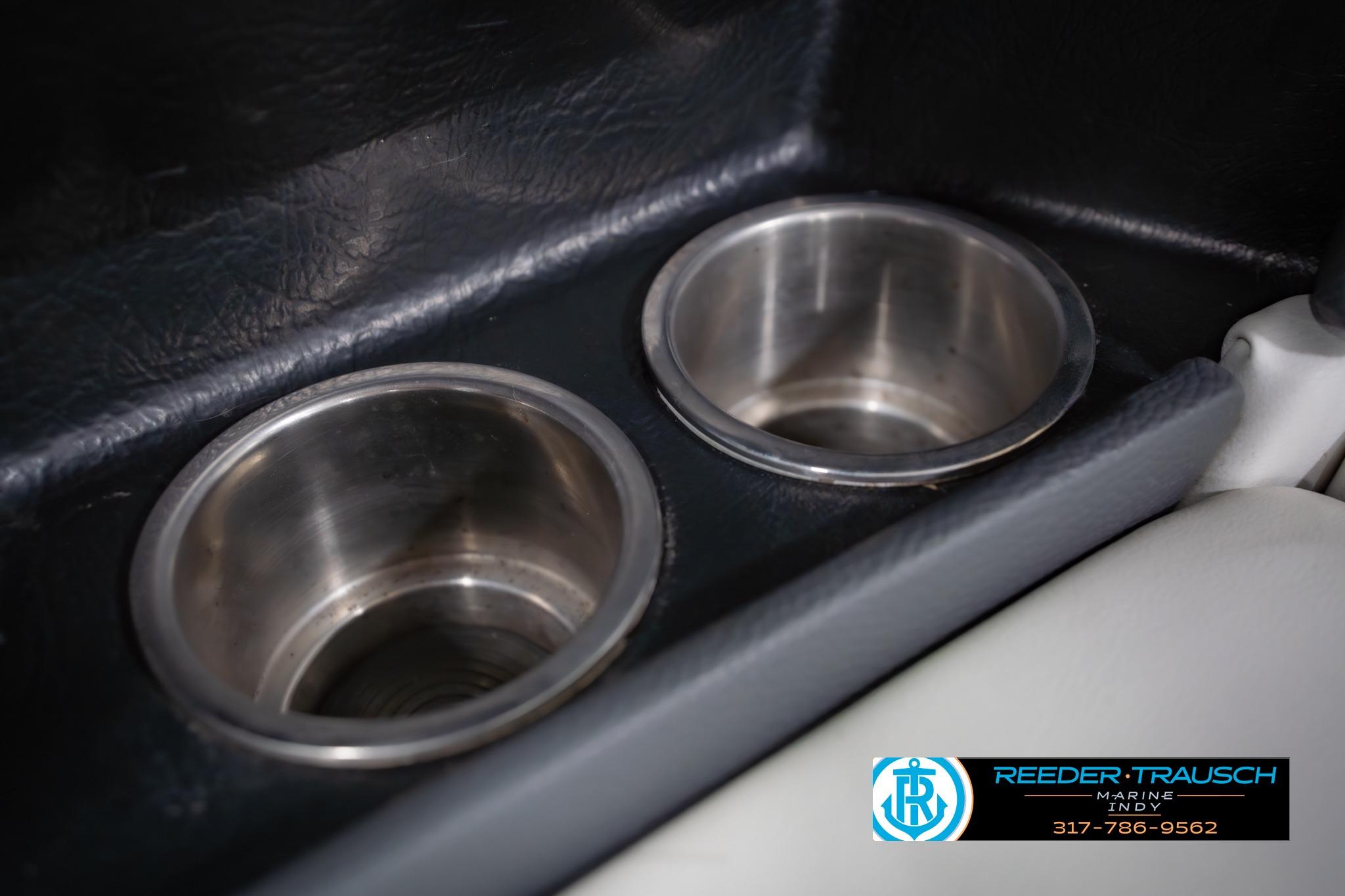 Stainless steel cup holders in 2015 Regal 2000 ESX Bowrider boat interior.