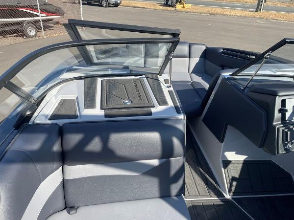 2025 Moomba Mondo boat interior with sleek seating and modern design.