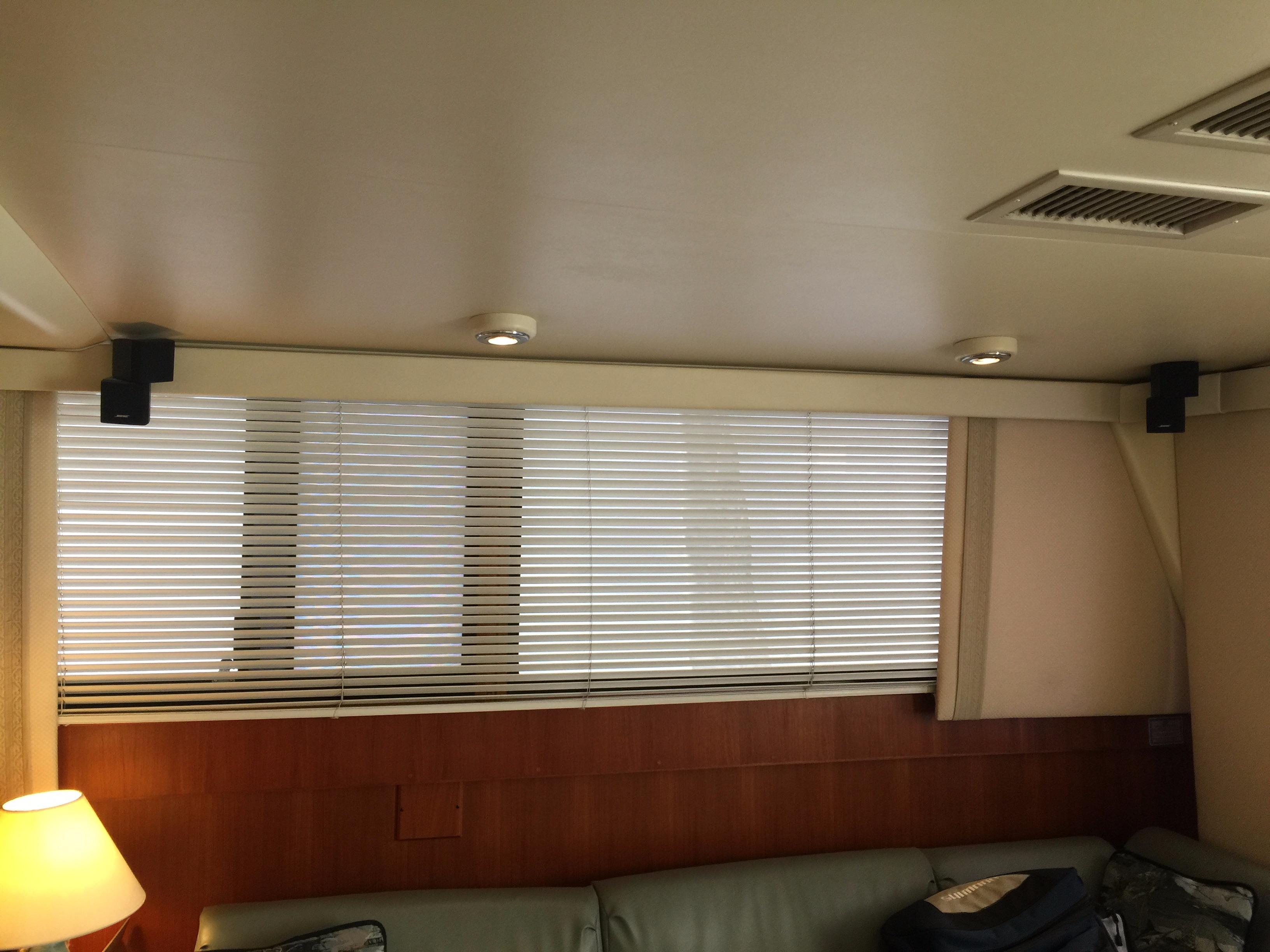 Interior of 1989 Viking 41 Sportfish Convertible with blinds.