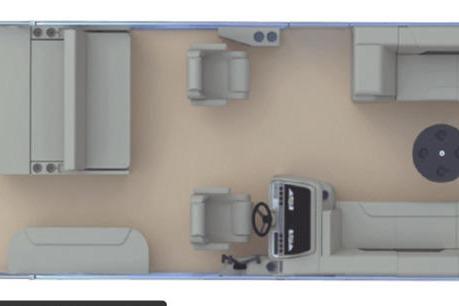 2026 Godfrey Sweetwater 2286 SFL pontoon boat interior layout with seating and helm.