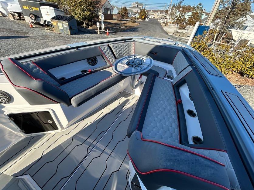 2024 Glasstream 32 GSX boat interior with stylish seating and modern design.