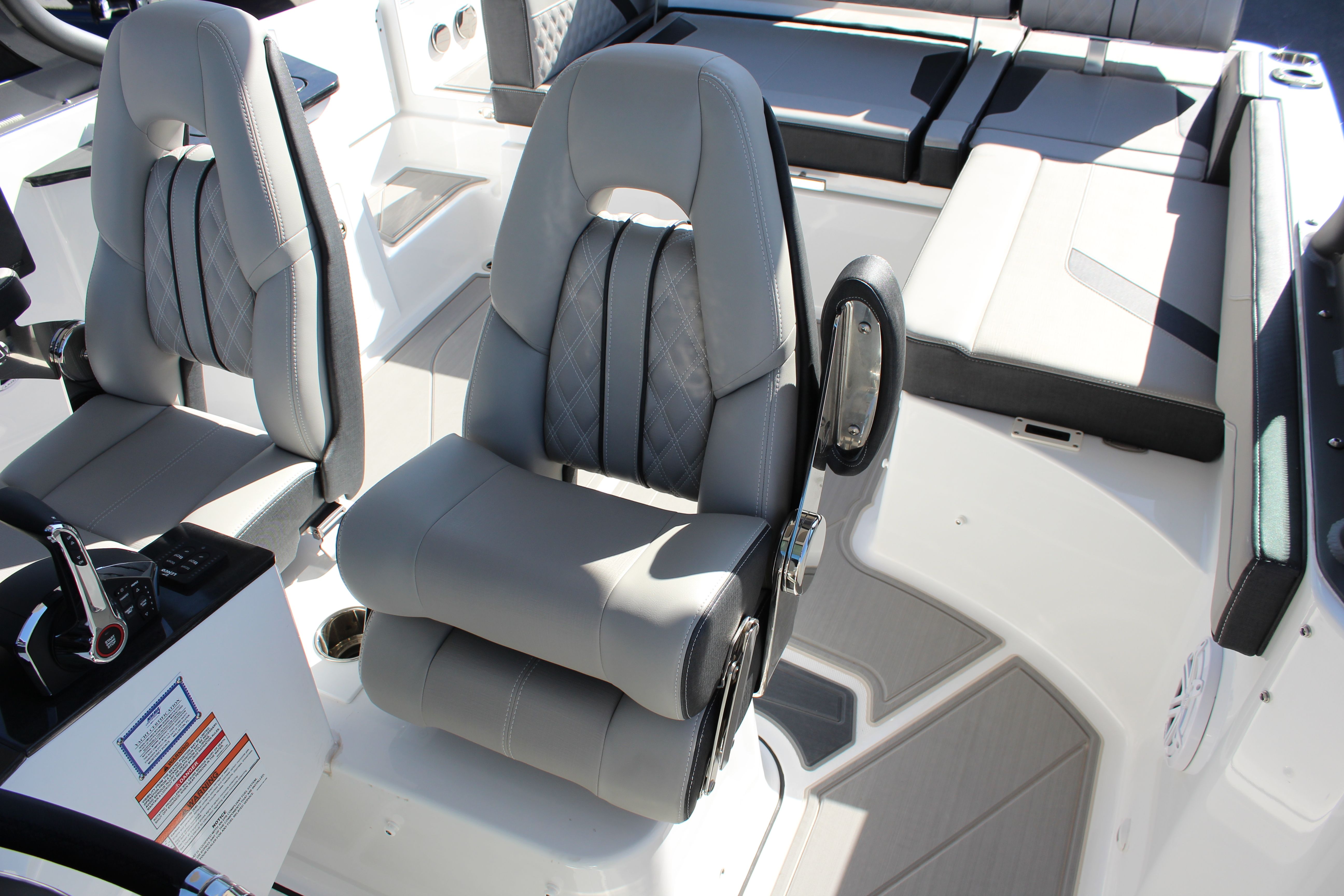 Interior of 2025 Monterey Elite 27 OB with luxurious seating.