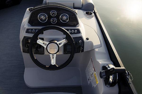 Manufacturer Provided Image: 2025 Lowe SS 230 WV boat dashboard with steering wheel and gauges.