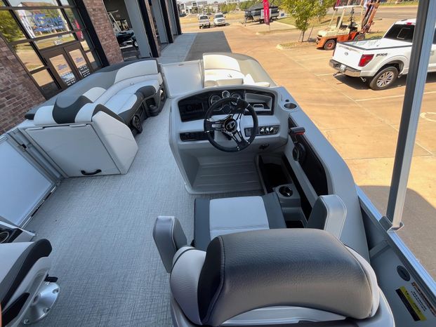 Interior of a 2025 Tahoe LTZ QL boat with modern seating.