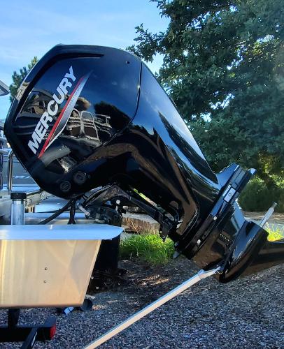 2023 Sun Tracker Party Barge 22 XP3 with Mercury outboard motor.