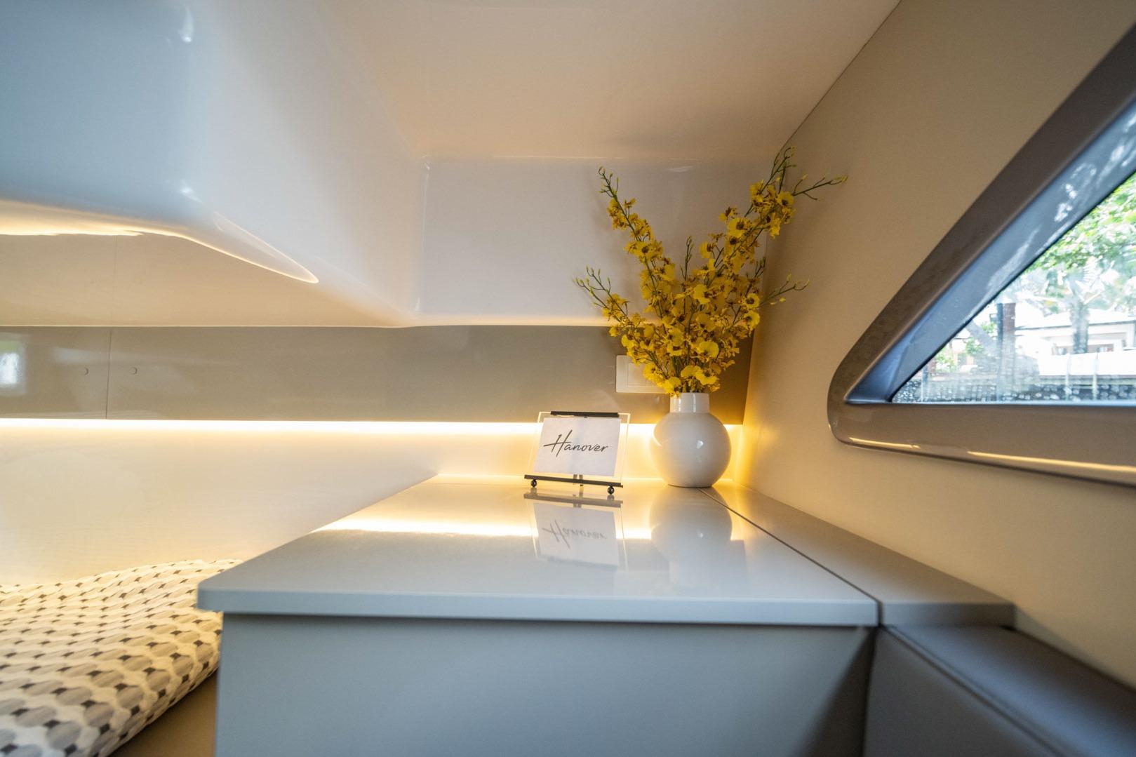 Modern interior of Hanover 387, 2026 model, featuring sleek design and elegant decor.