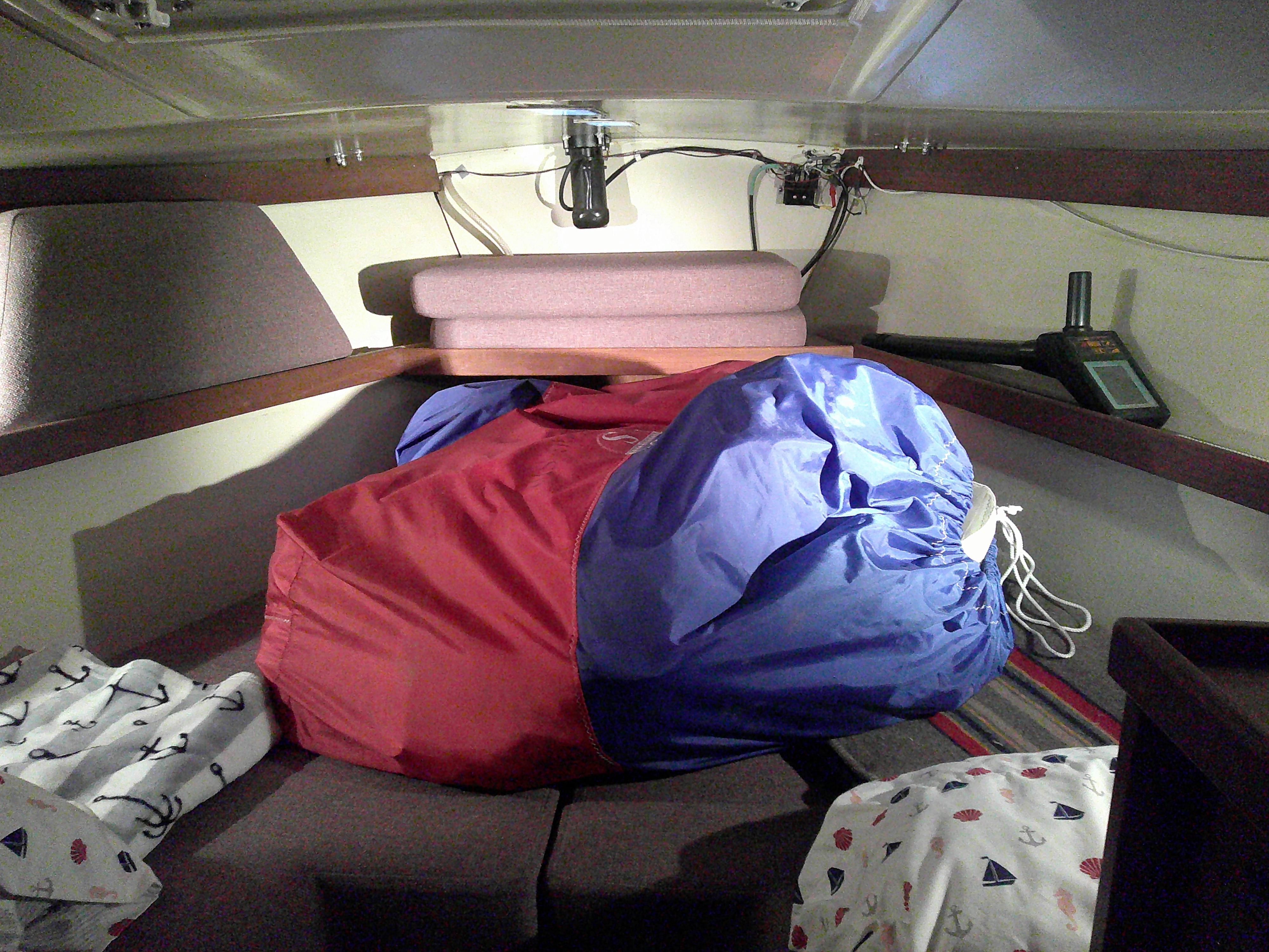 V-berth with extra sails