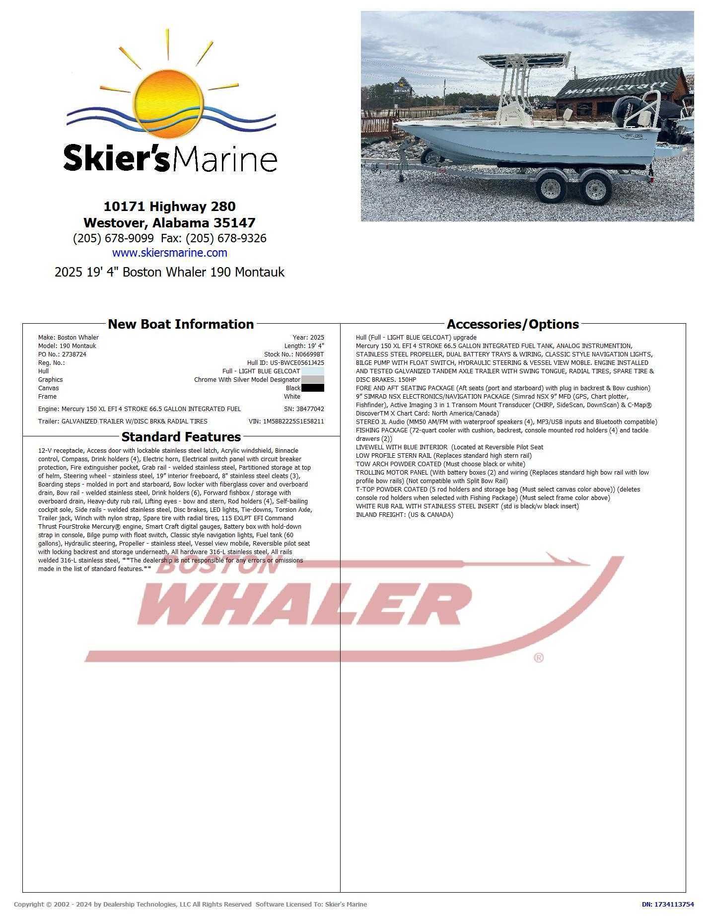2025 Boston Whaler 190 Montauk boat at Skier's Marine.
