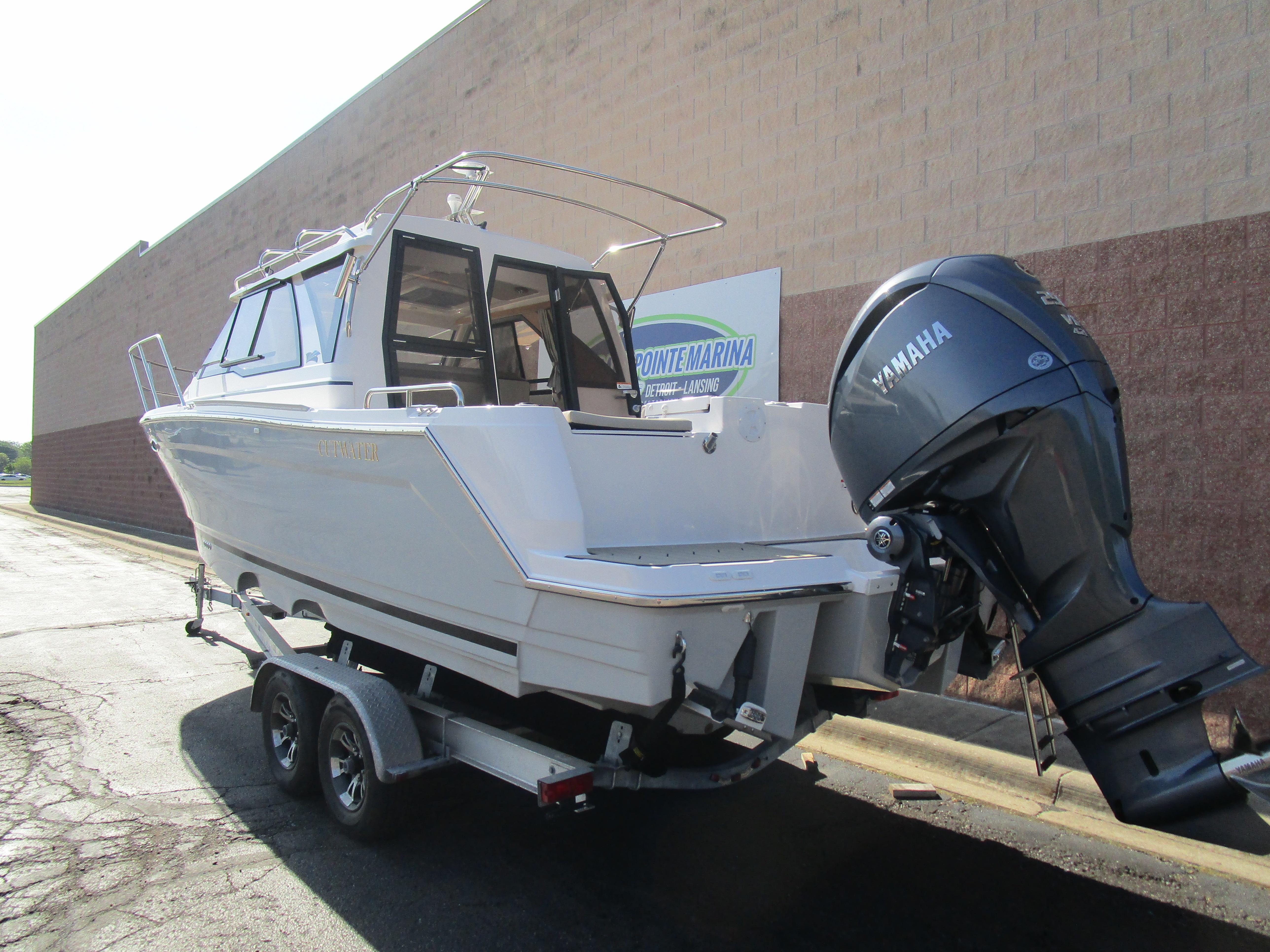 2025 Cutwater C-248 Coupe boat with Yamaha outboard motor on trailer.