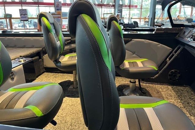 2026 Ranger VX1888 WT boat interior with green-accented seats and modern design.