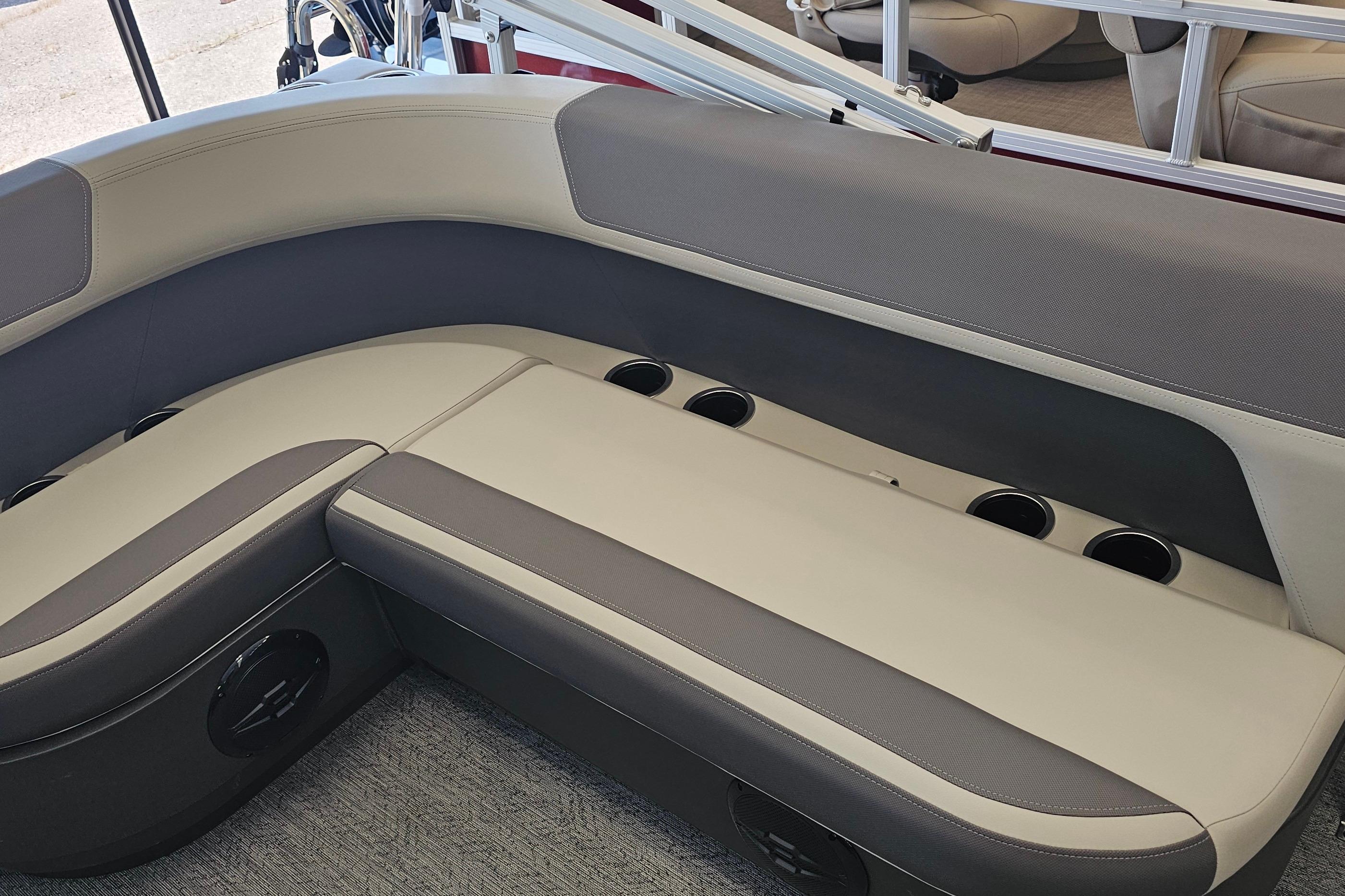 2026 Sun Tracker Bass Buggy 16 XL Select interior seating with cup holders.