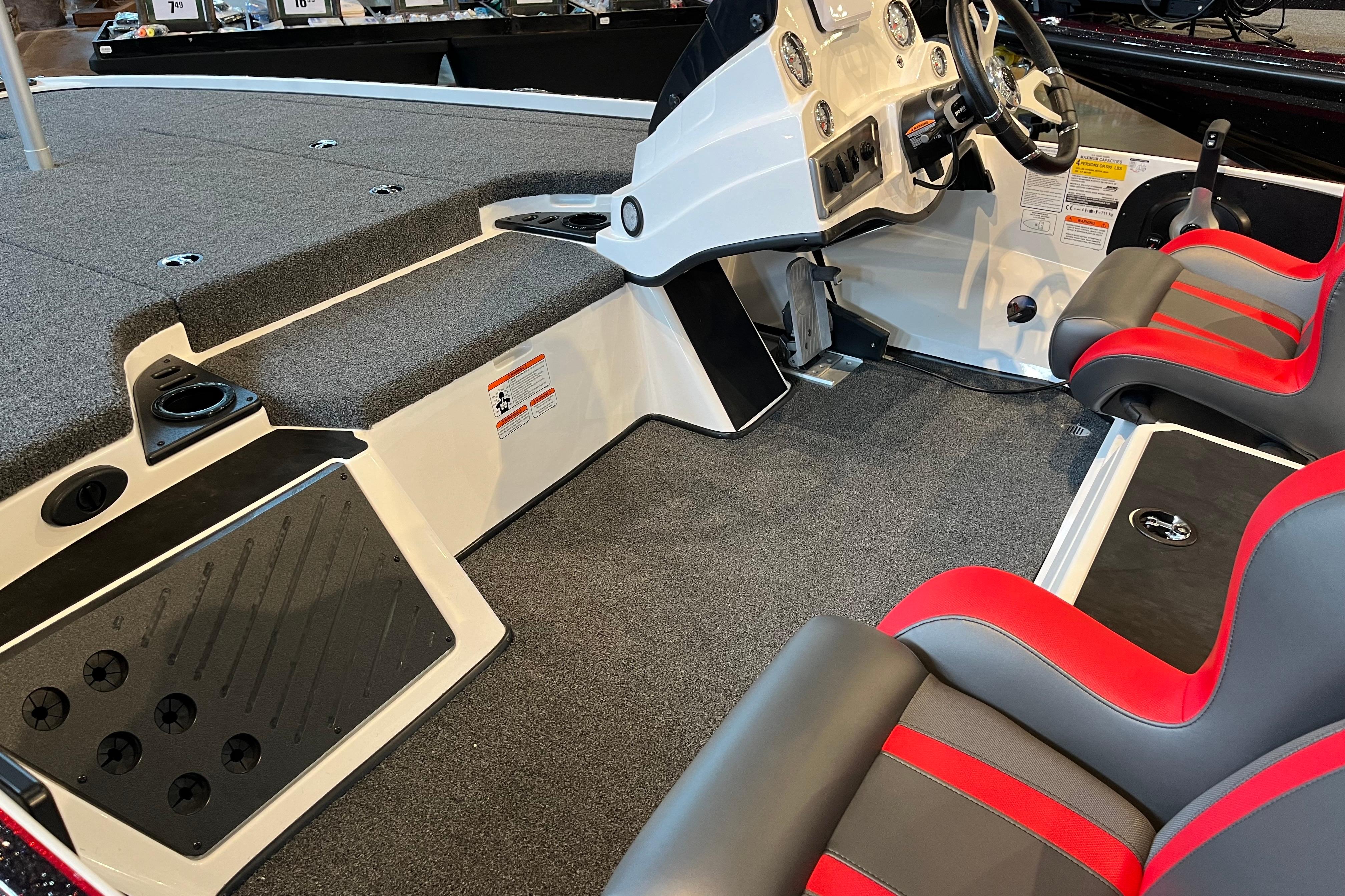 2025 Nitro Z19 boat interior with modern dashboard and comfortable seating.