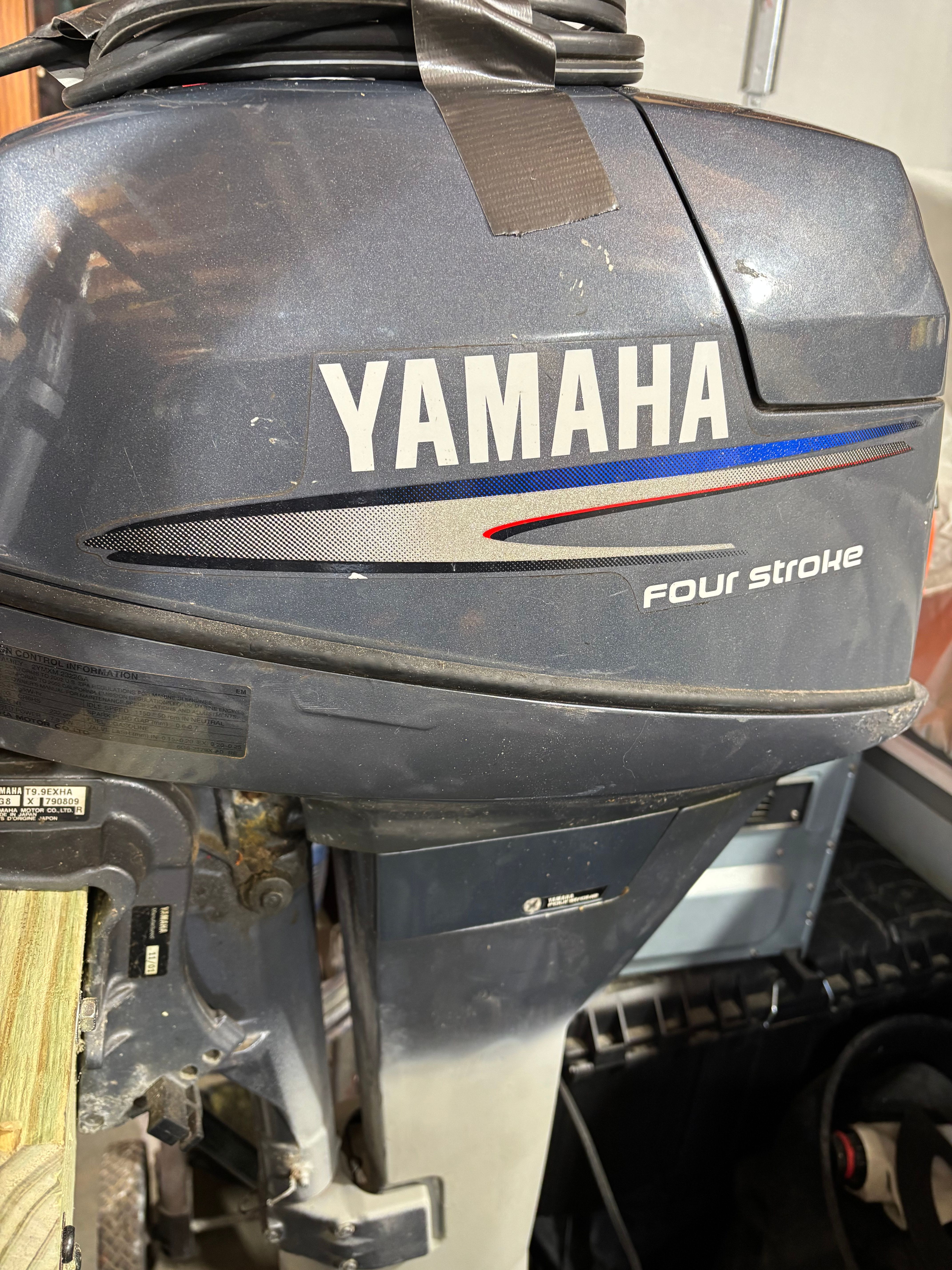 Yamaha four-stroke outboard motor on a 1986 Cape Dory 26.