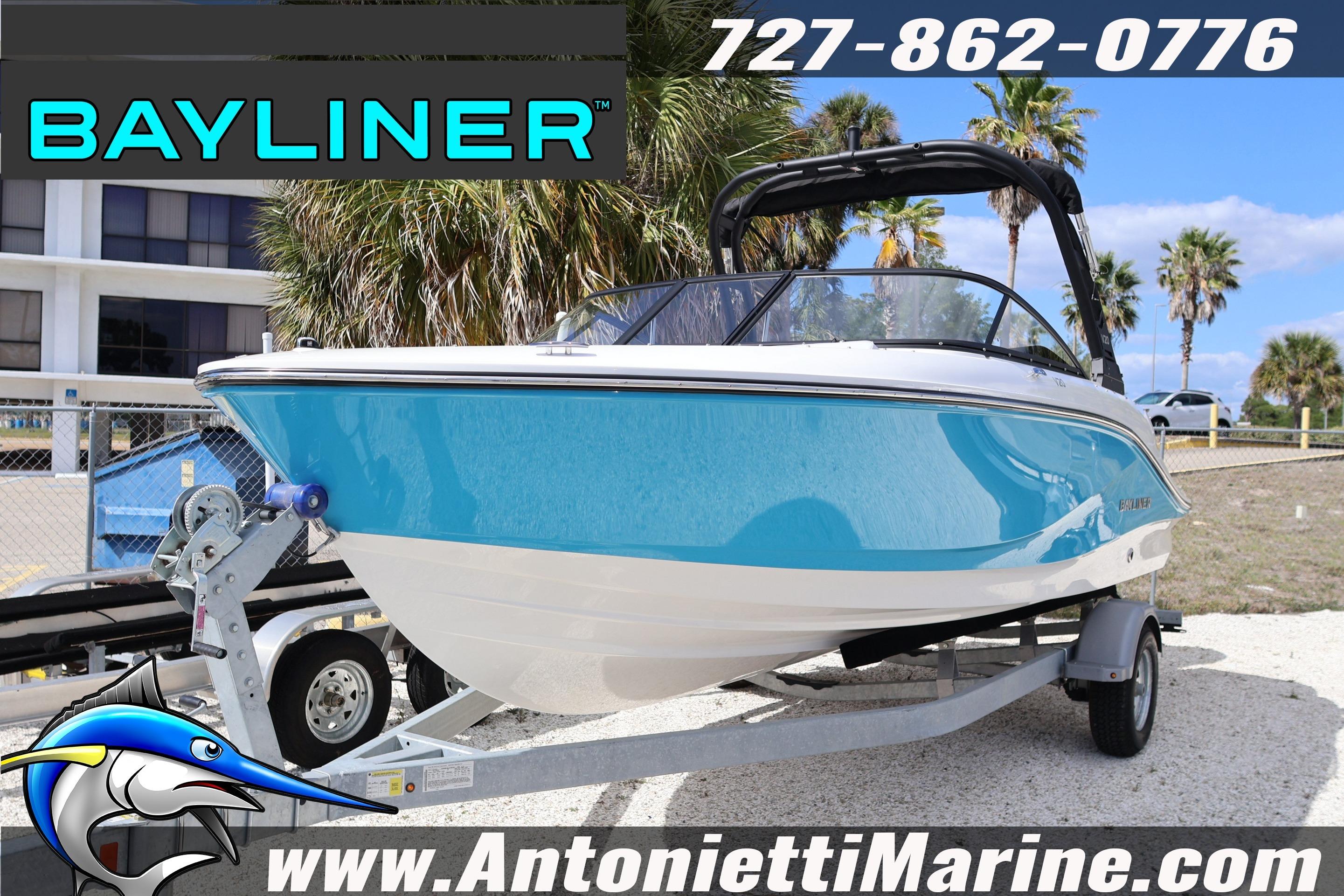2026 Bayliner V20 boat on trailer at Antonietti Marine, contact 727-862-0776.