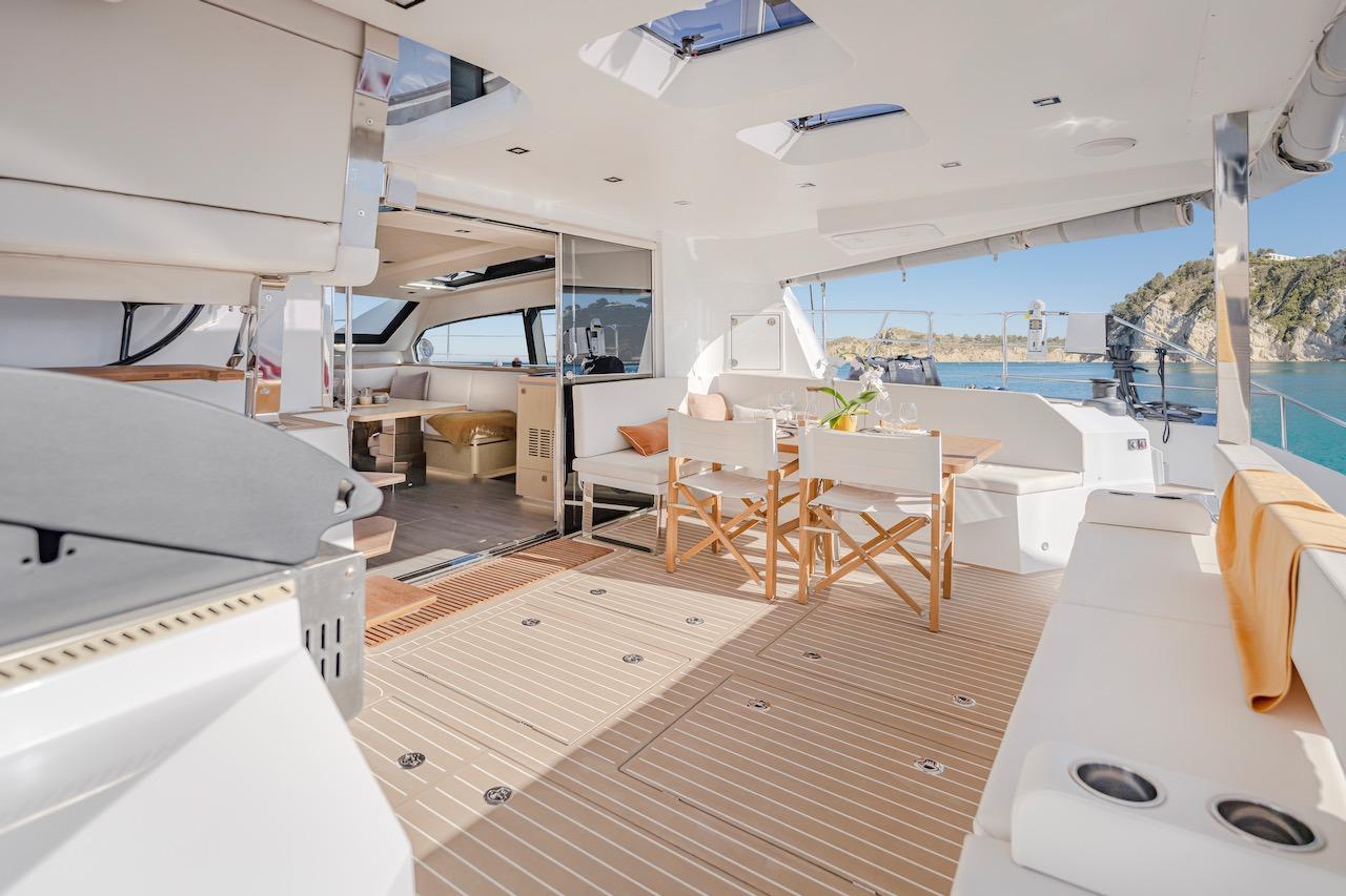 Luxurious interior of Privilege Signature 510 yacht, year 2025.