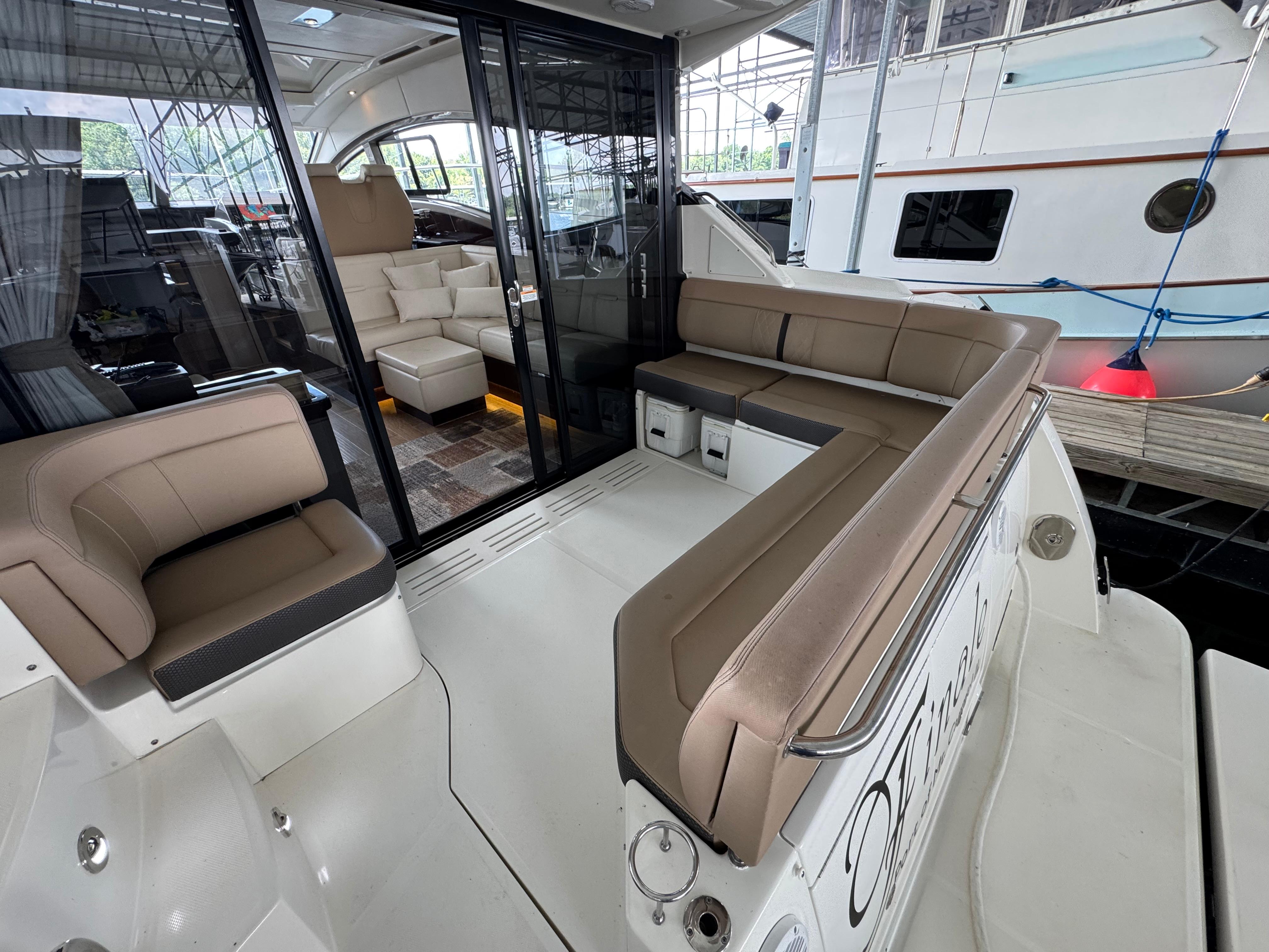 Luxurious 2017 Sea Ray Sundancer 400 yacht interior with plush seating and modern design.