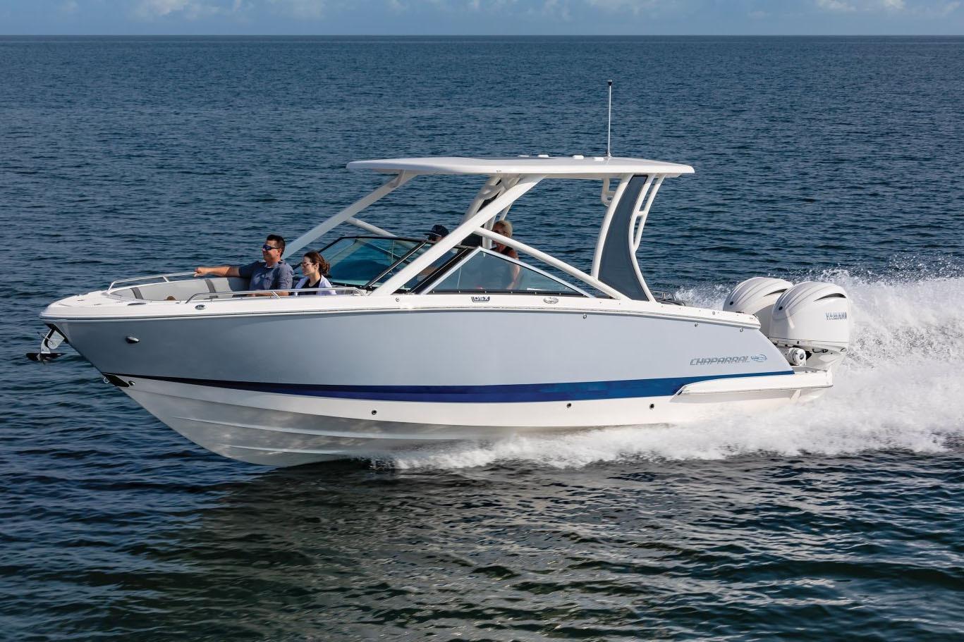 Manufacturer Provided Image: 2025 Chaparral 280 OSX boat cruising on open water, featuring sleek design and powerful engines.
