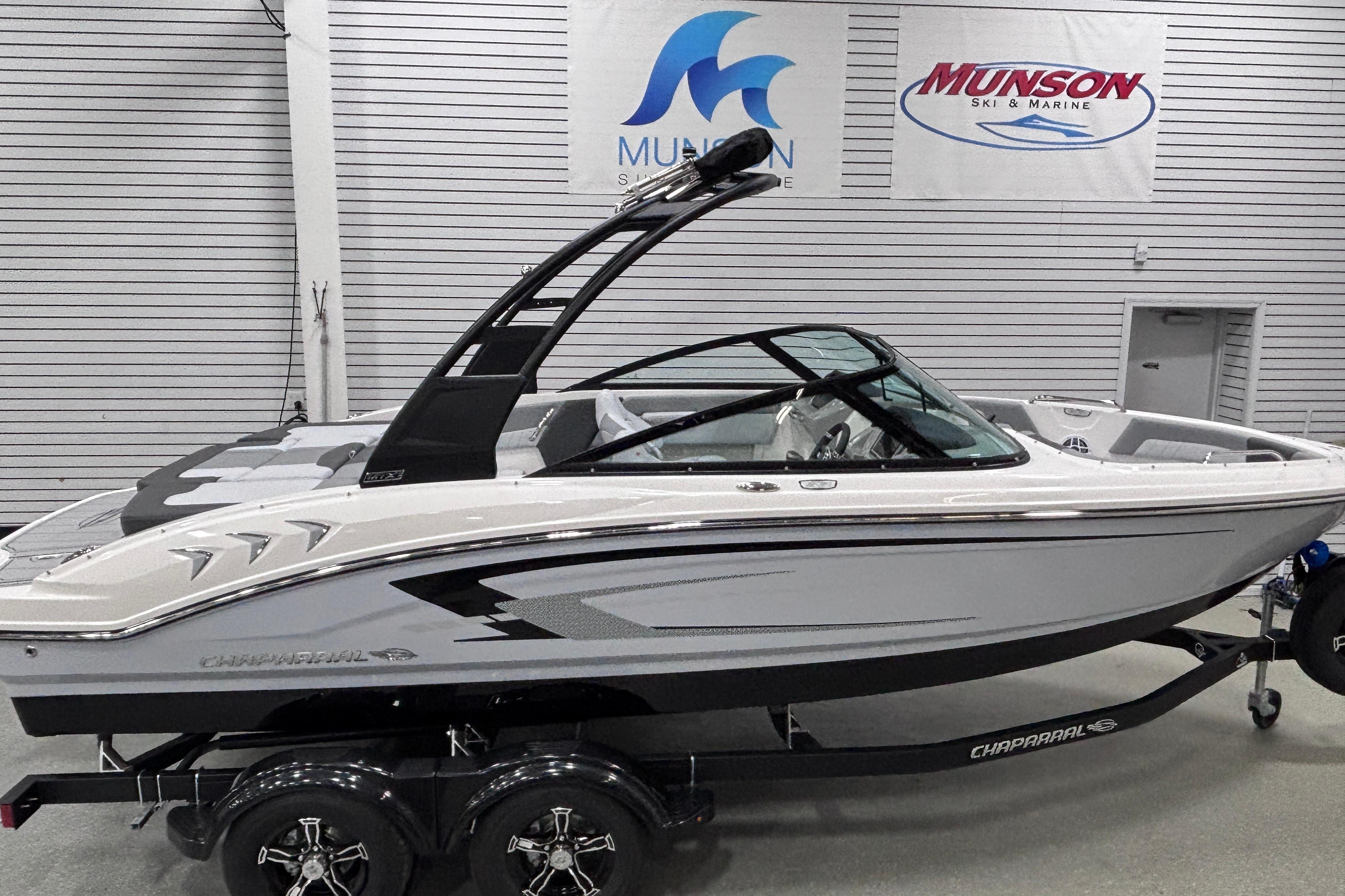 2026 Chaparral 21 SSi boat on display at Munson Ski & Marine showroom.