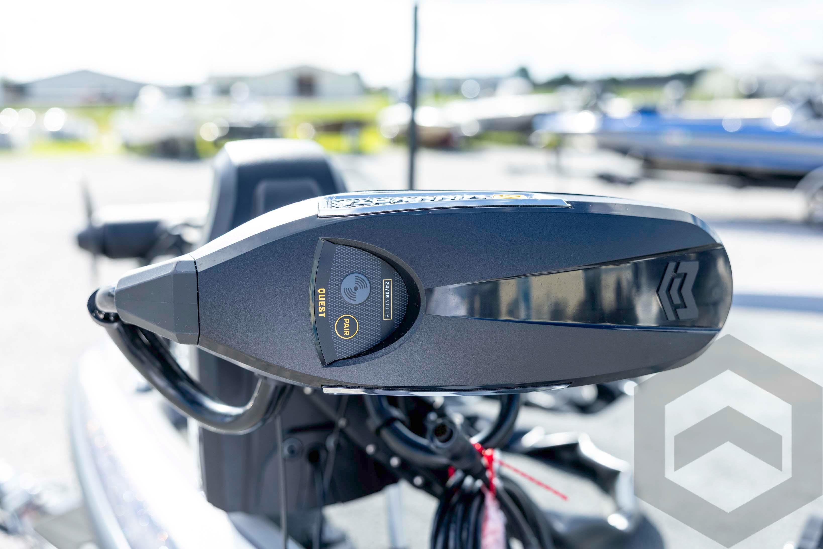 Close-up of 2026 Skeeter FXR20 FLEX boat control panel outdoors.