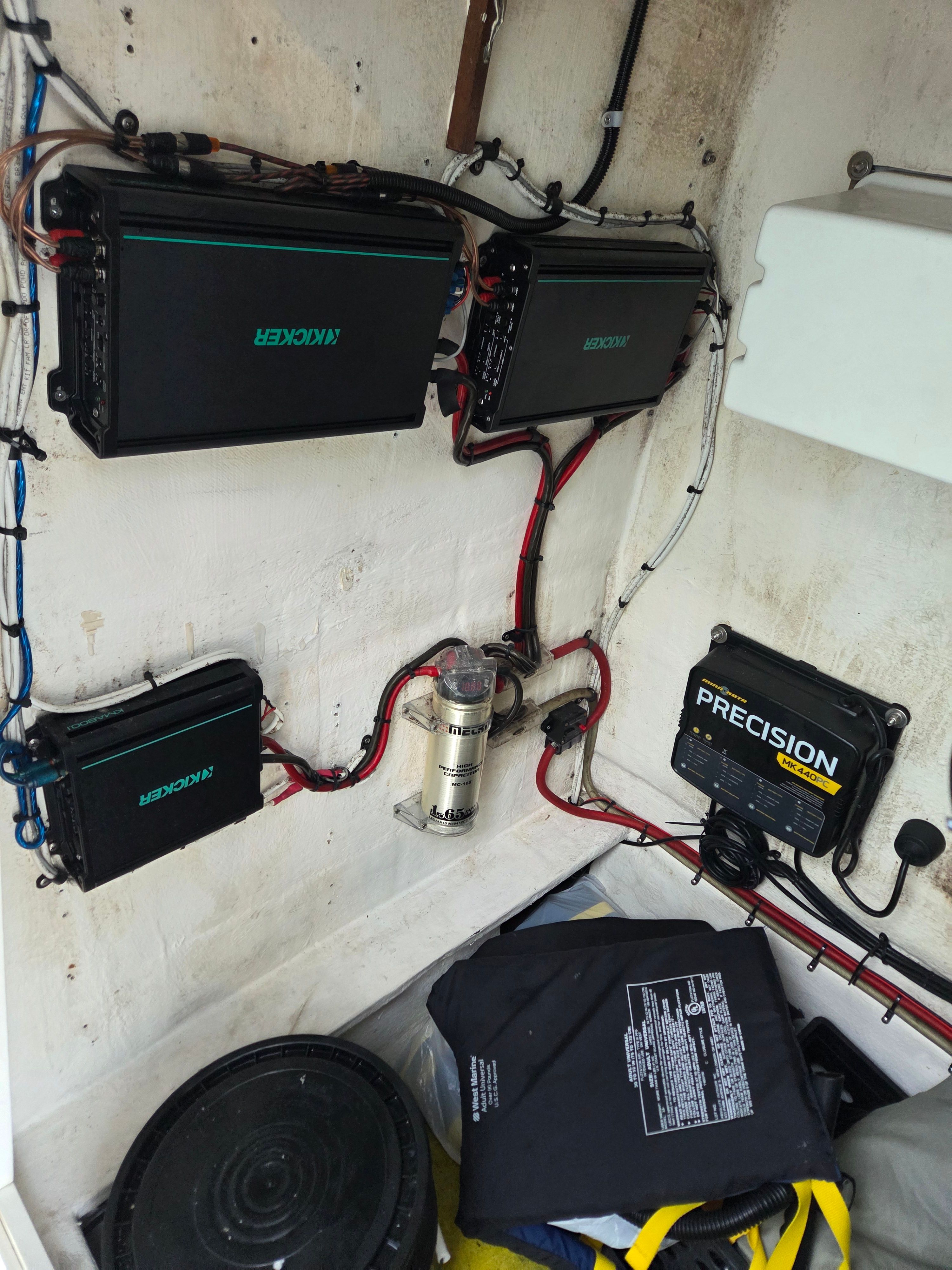 Electronics installation in a 2012 Ocean Runner 29 boat.