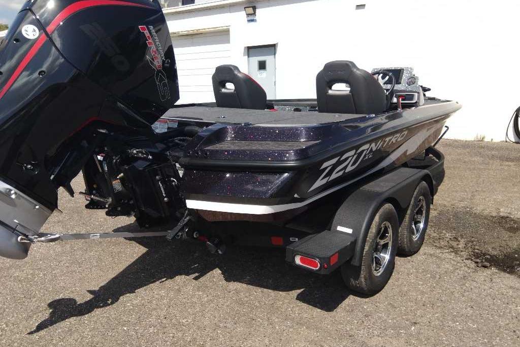 2026 Nitro Z20 XL Pro boat with powerful engine and sleek design on a trailer.