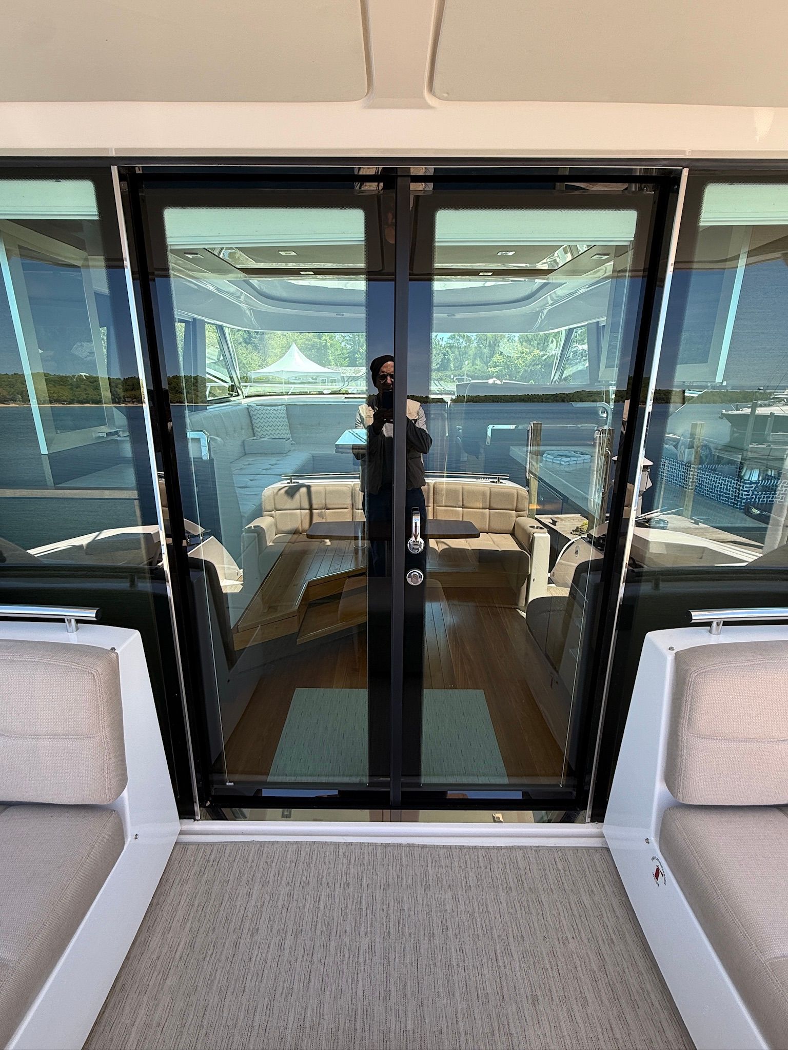 The 2017 Tiara Yachts C44 Coupe features a sleek interior with comfortable seating.