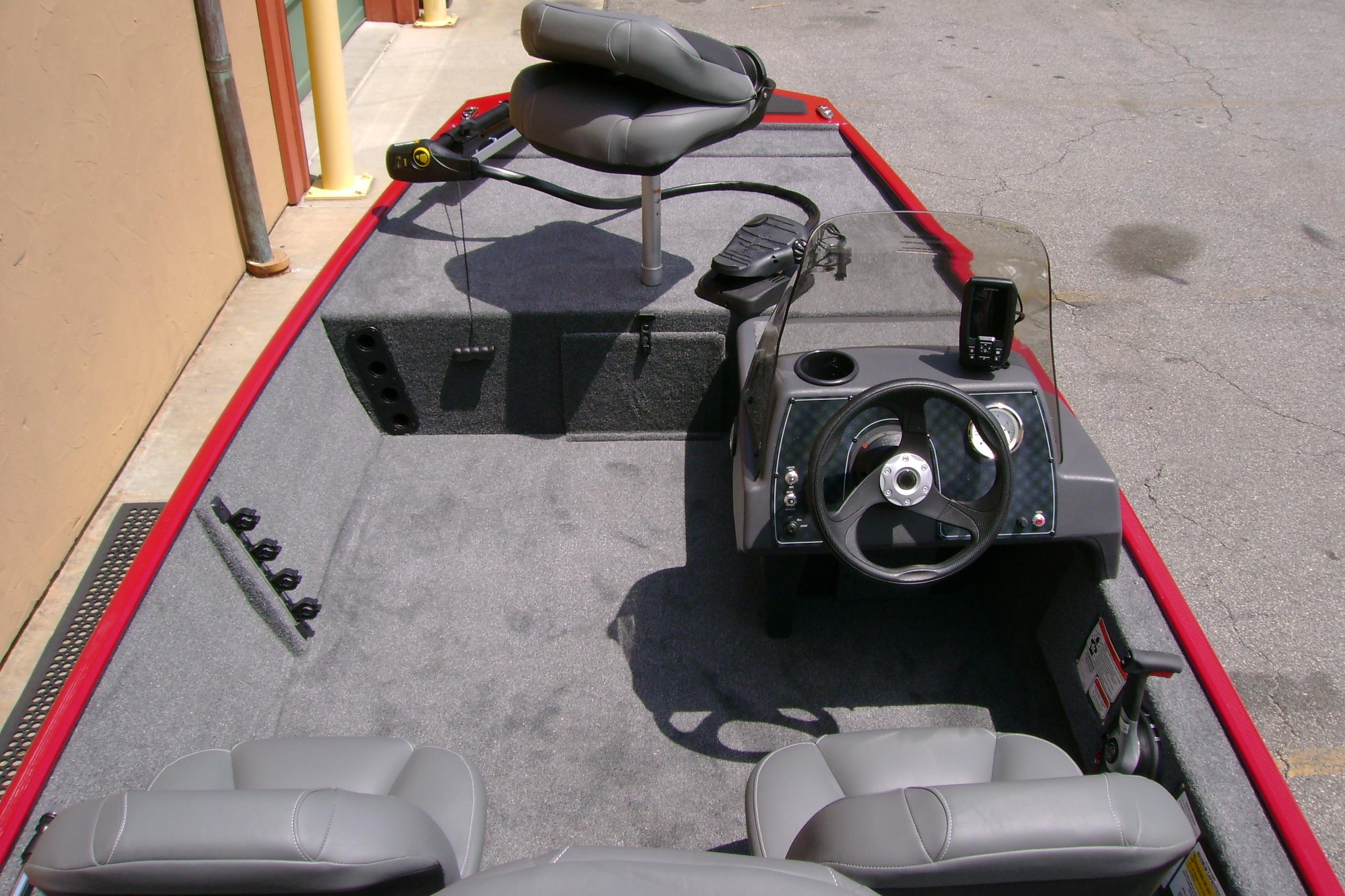Interior view of 2026 Tracker Bass Tracker Classic XL fishing boat cockpit.
