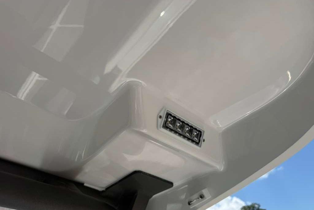 2026 Monterey Elite 30 OB boat detail with integrated LED lighting.