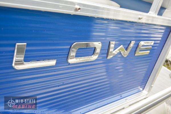 Close-up of 2024 Lowe Ultra 200 Cruise boat logo.