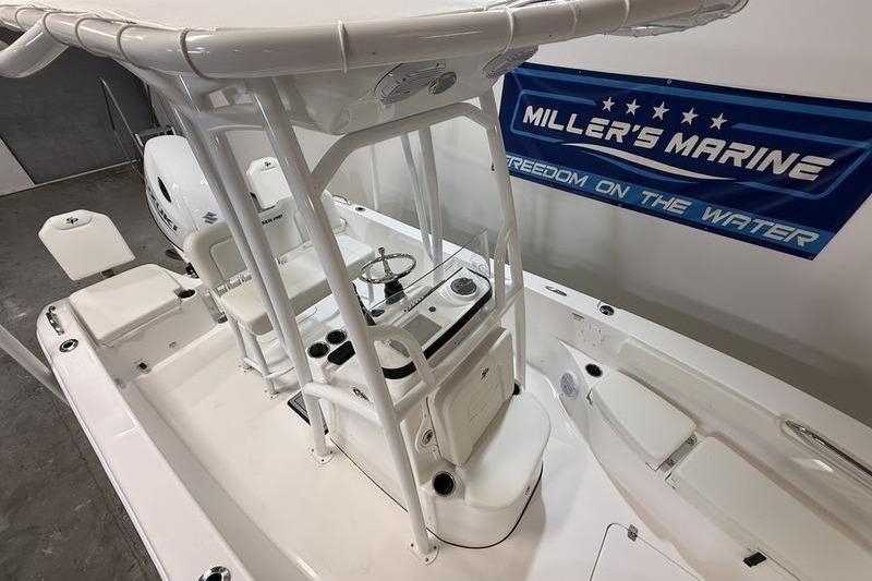2026 Sea Pro 202 Center Console boat at Miller's Marine showroom.
